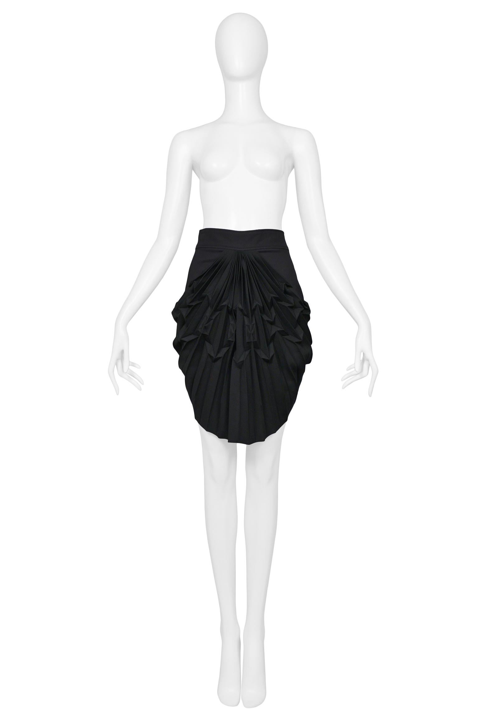 Balenciaga by Ghesquiere Black Asymmetrical Pleated Mini Skirt 2003 In Excellent Condition For Sale In Los Angeles, CA