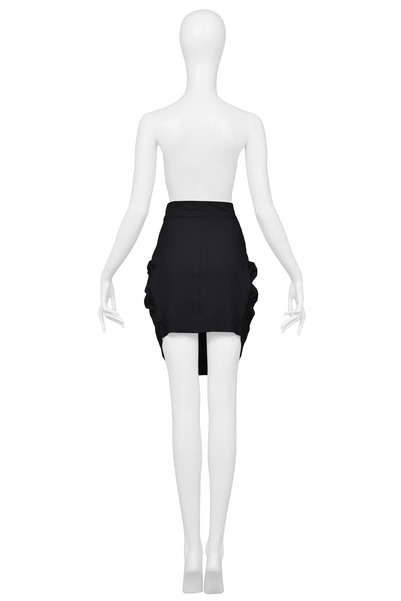 Women's Balenciaga by Ghesquiere Black Asymmetrical Pleated Mini Skirt 2003 For Sale