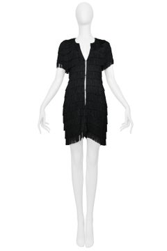 Balenciaga By Ghesquiere Black Fringe Mod Style Mini Dress
