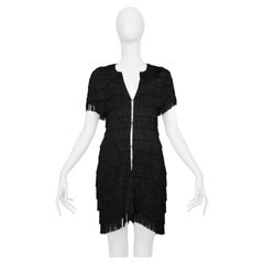 Balenciaga By Ghesquiere Black Fringe Mod Style Mini Dress