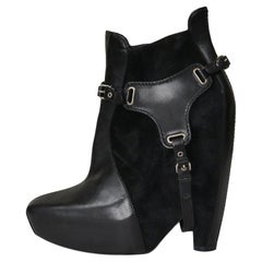 Balenciaga By Ghesquiere Black Leather & Suede Harness Boots 2006