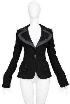 Balenciaga By Ghesquiere - Blazer noir à revers échancré 2005