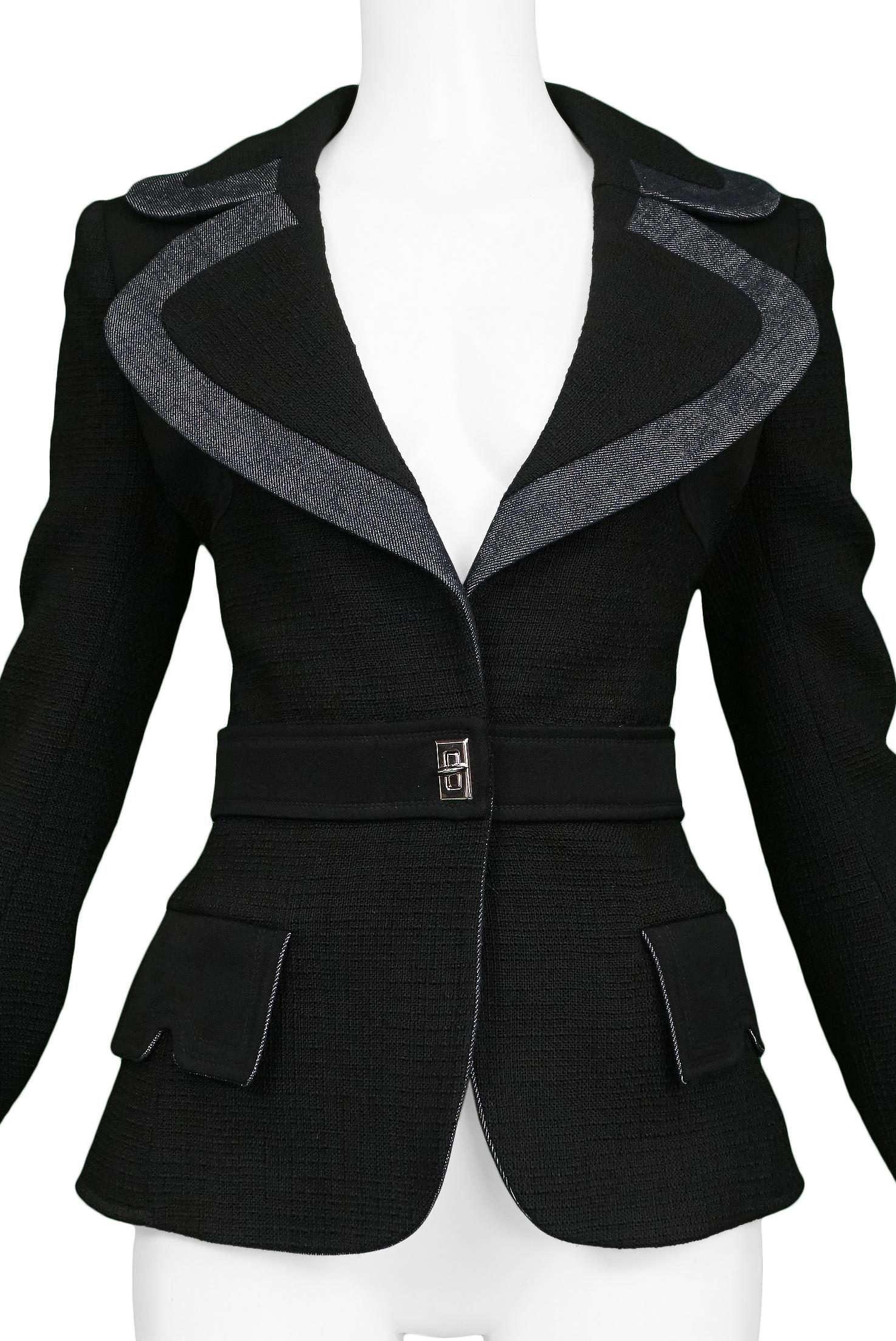 Balenciaga By Ghesquiere - Blazer noir à revers échancré 2005 Excellent état - En vente à Los Angeles, CA