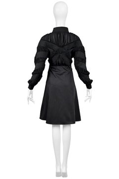 Balenciaga By Ghesquiere Black Peplum Coat Dress