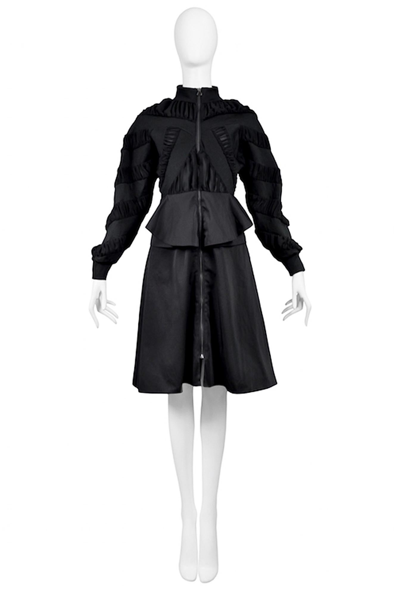 Balenciaga By Ghesquiere Black Peplum Coat Dress In Excellent Condition For Sale In Los Angeles, CA