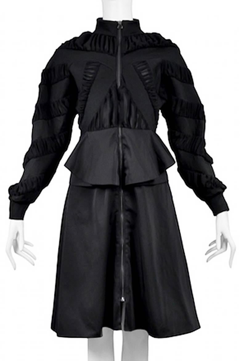 Women's Balenciaga By Ghesquiere Black Peplum Coat Dress For Sale