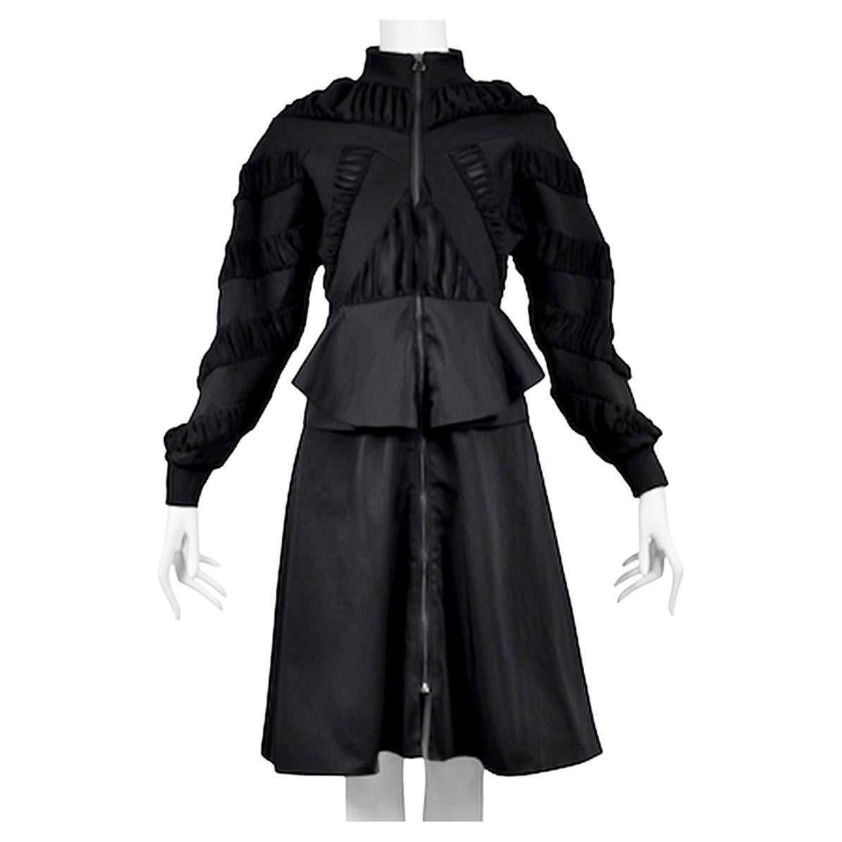 Balenciaga By Ghesquiere Black Peplum Coat Dress For Sale