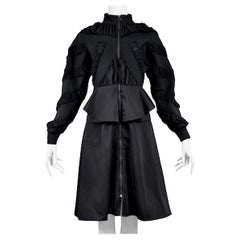 Balenciaga By Ghesquiere Black Peplum Coat Dress