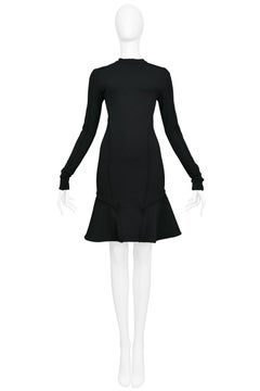 Balenciaga By Ghesquiere Black Scuba Dress With Flounce