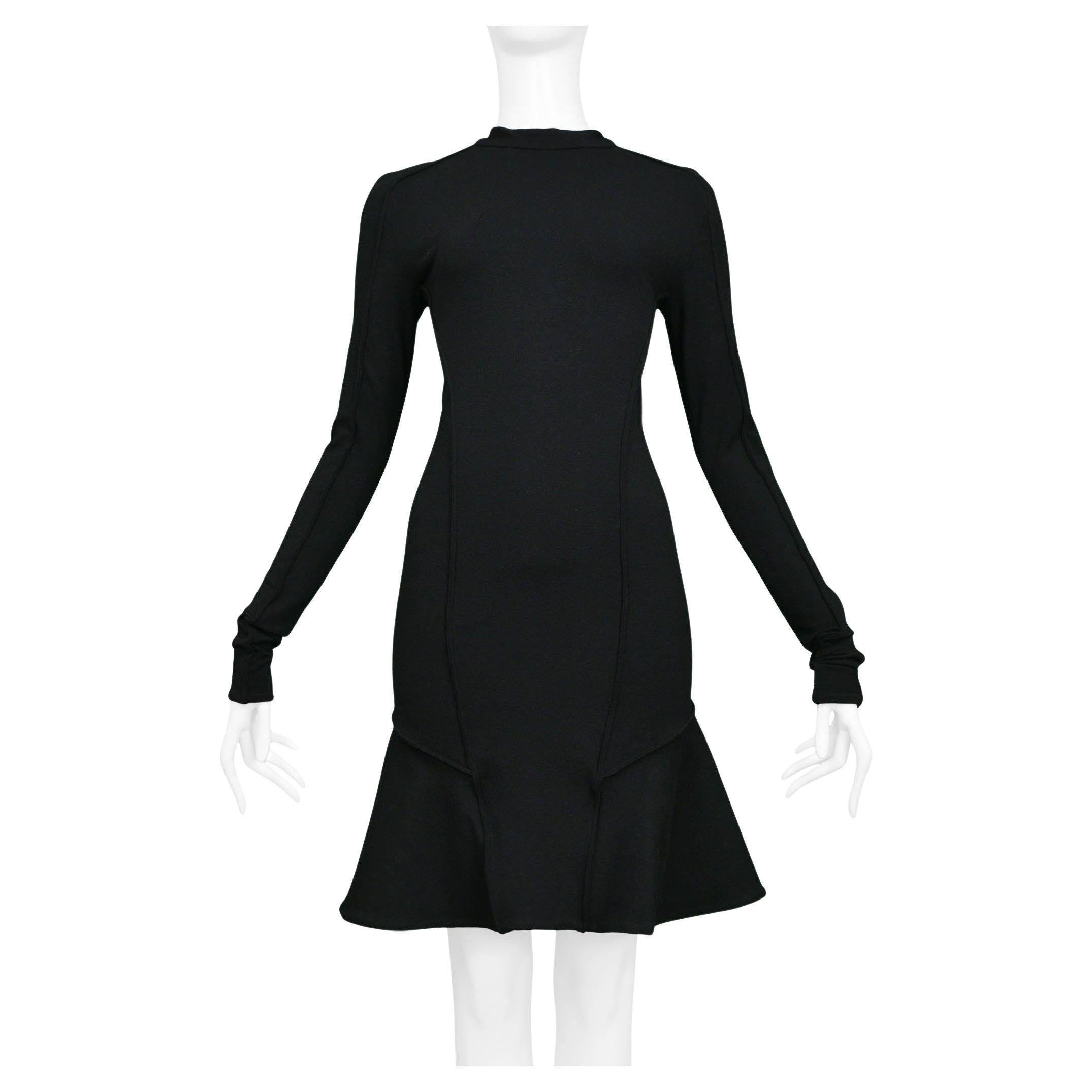 Balenciaga By Ghesquiere Black Scuba Dress With Flounce For Sale