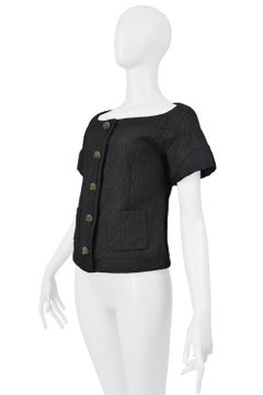 Balenciaga By Ghesquiere Fall 2006 Black Top With Fancy Crystal Bead Buttons