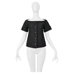 Balenciaga By Ghesquiere Fall 2006 Black Top With Fancy Crystal Bead Buttons
