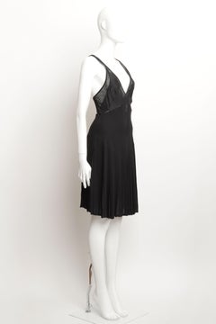 Balenciaga by Nicola Ghesquiere S/S 2004 Pleated Dress in Black Silk and Mesh