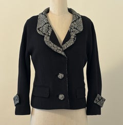 Balenciaga by Nicolas Ghesquière 2006 Black and Grey Damask Trim Jacket