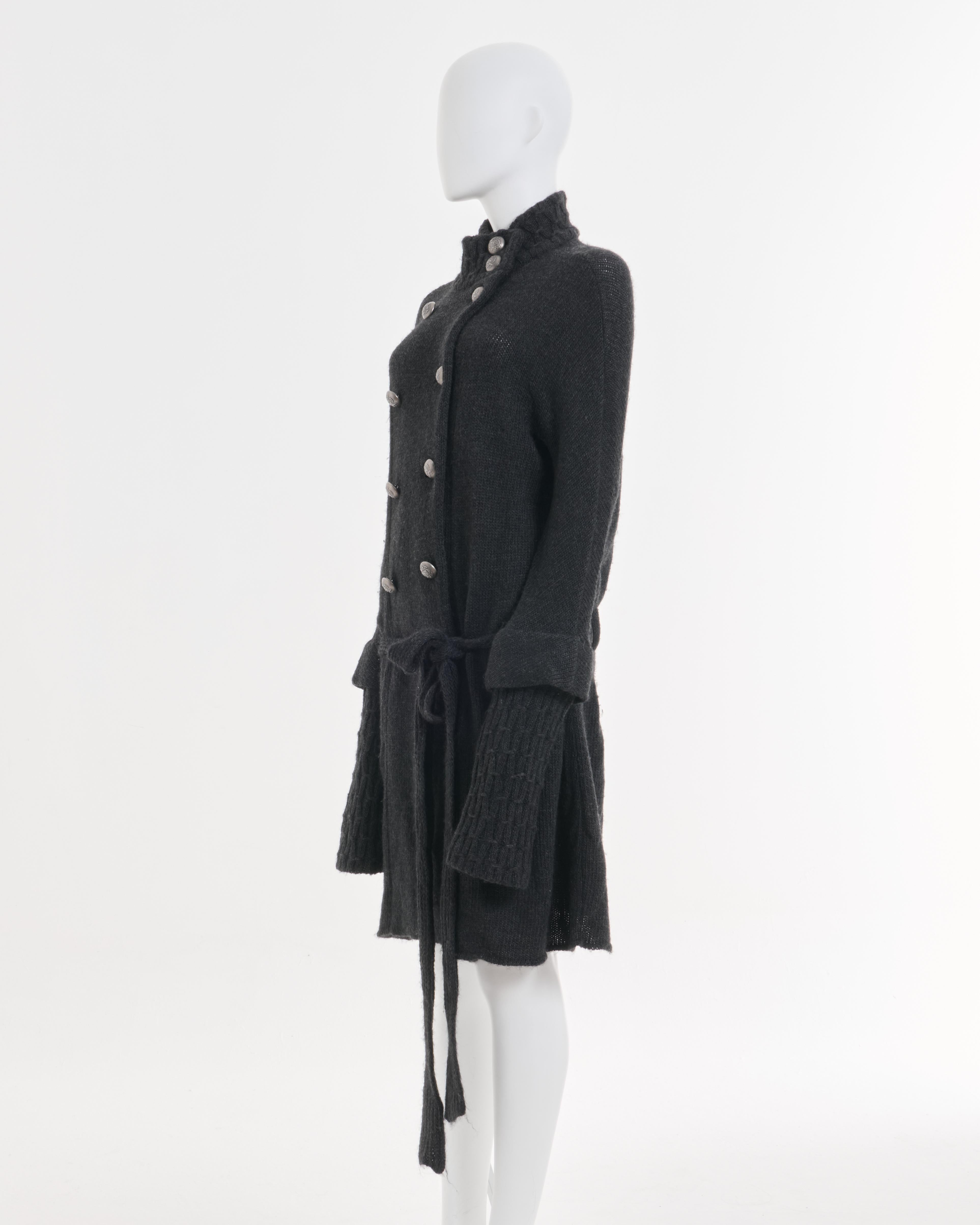 Balenciaga by Nicolas Ghesquière A/W 2007 Double Breasted Knitted Black Coat In Excellent Condition For Sale In Milano, IT