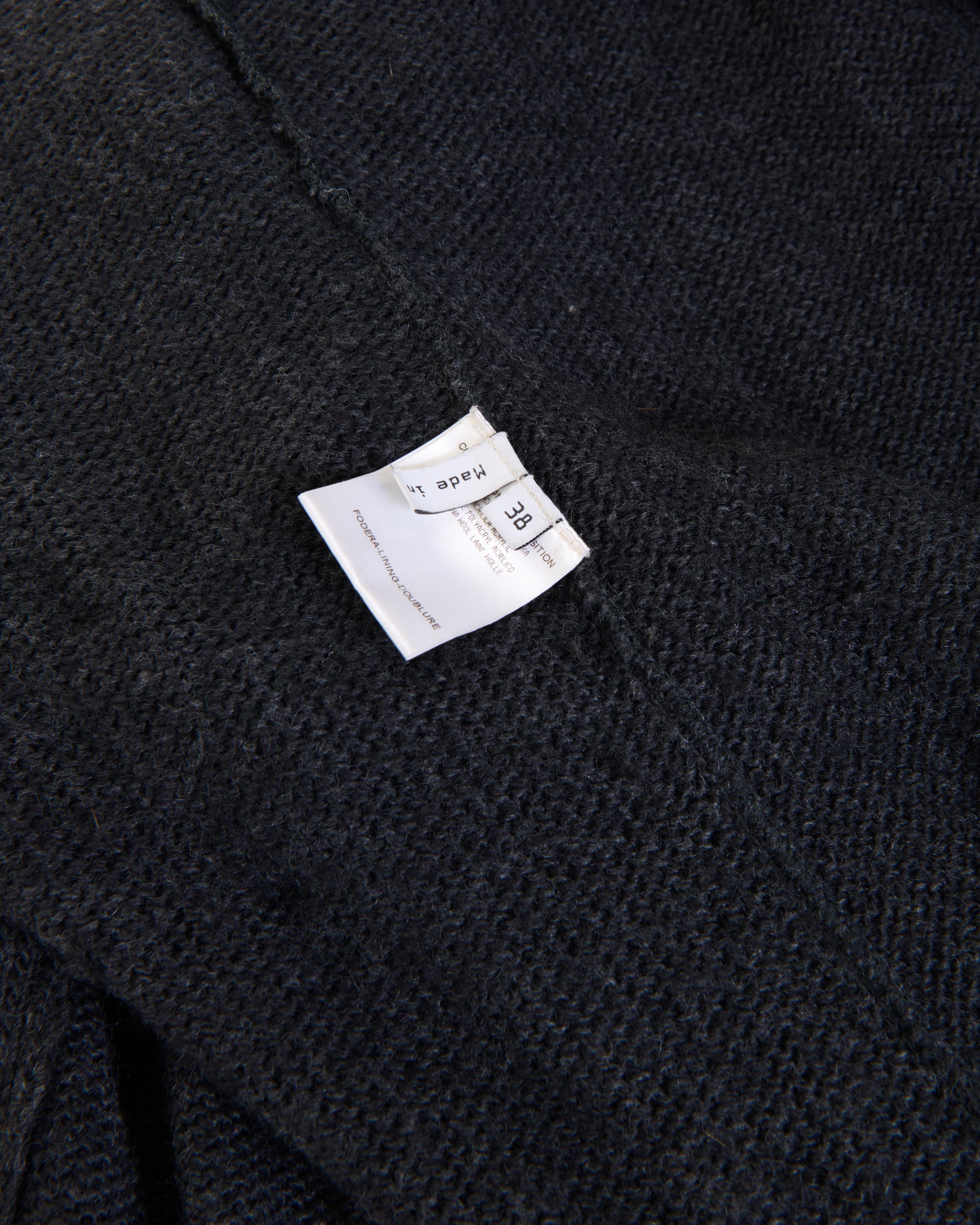 Balenciaga by Nicolas Ghesquière A/W 2007 Double Breasted Knitted Black Coat For Sale 5