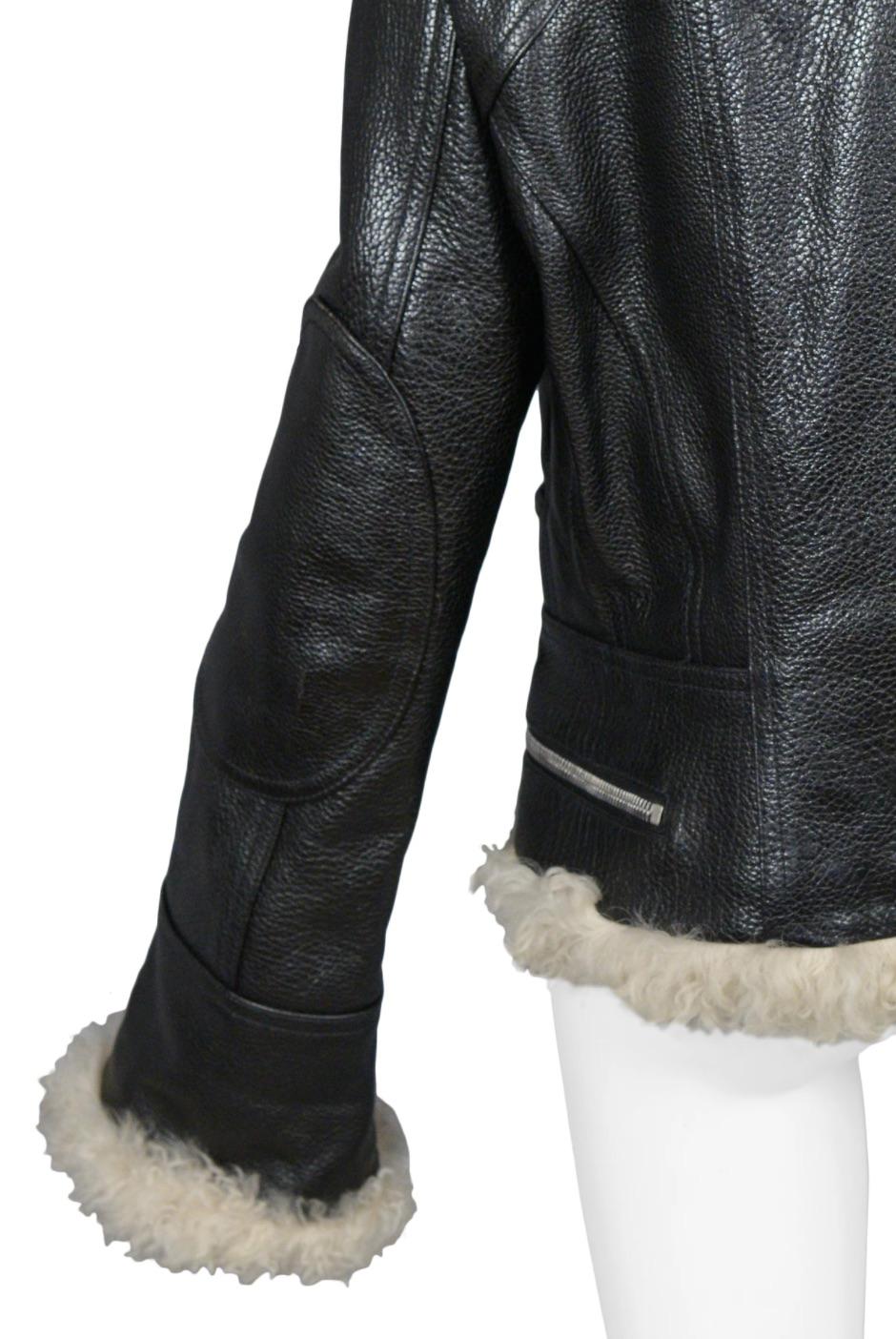 Balenciaga by Nicolas Ghesquiere AW 2004 Leather & Shearling Moto Jacket In Excellent Condition In Los Angeles, CA