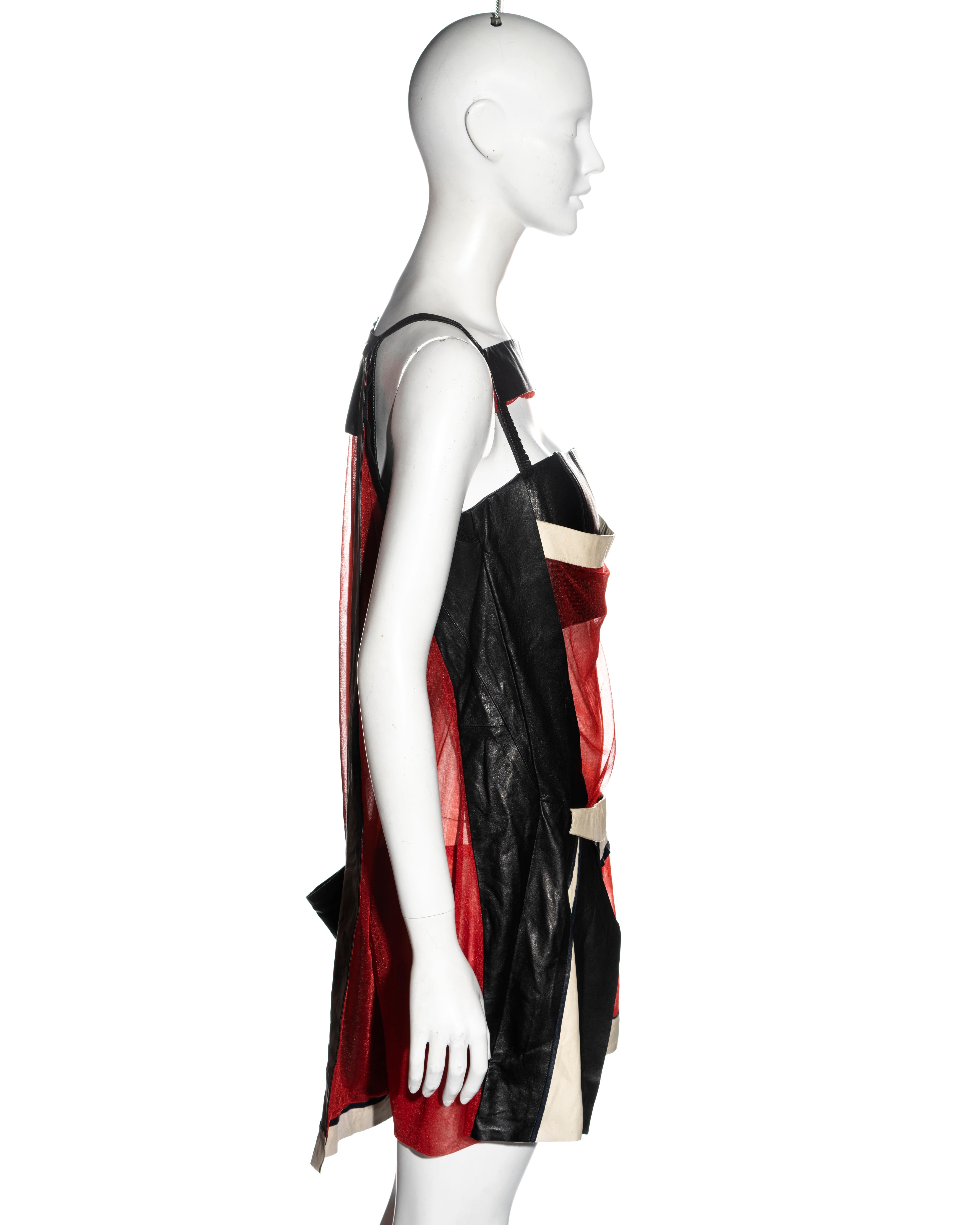 Balenciaga by Nicolas Ghesquière black and red leather mini dress, ss 2010 For Sale 4