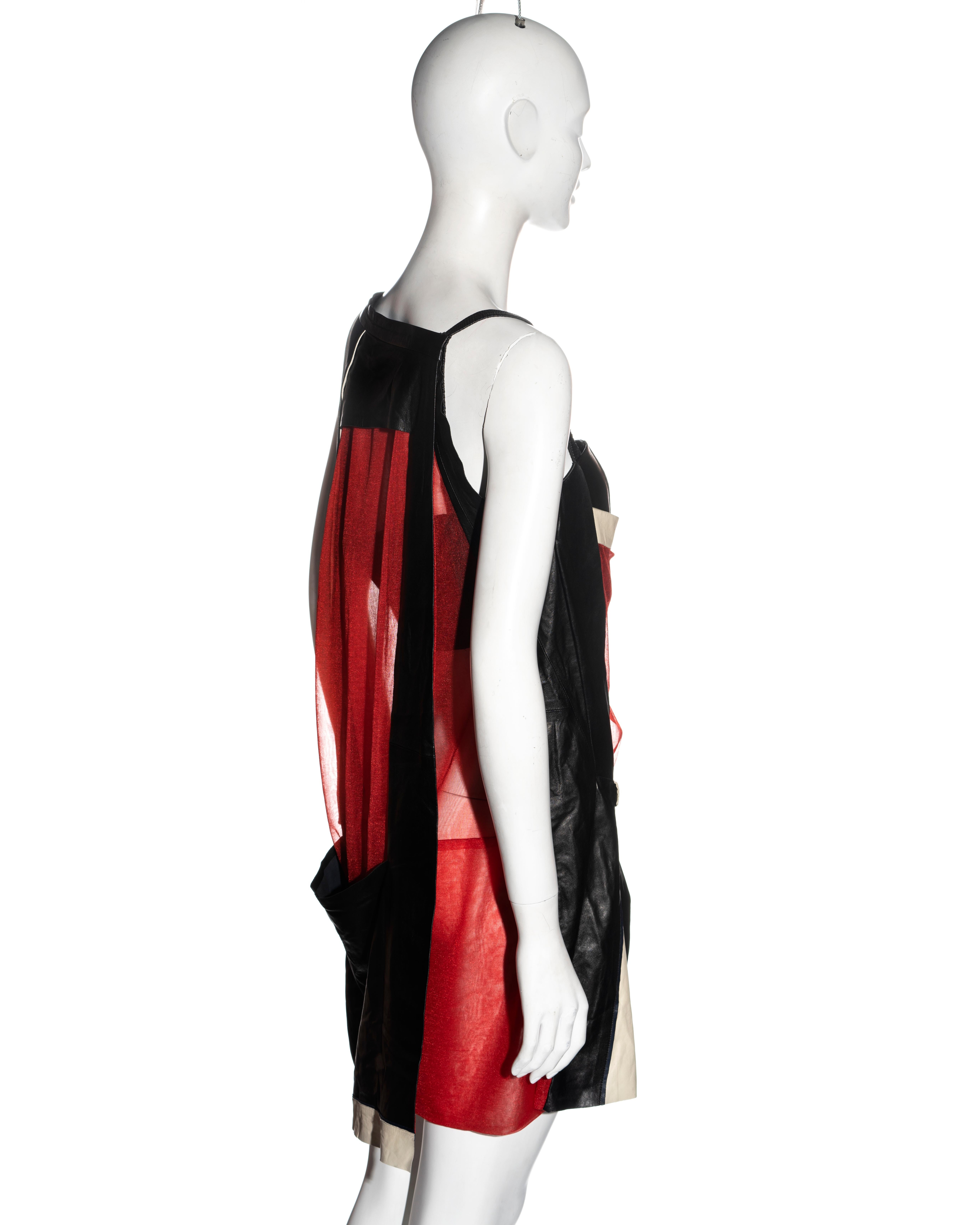 Balenciaga by Nicolas Ghesquière black and red leather mini dress, ss 2010 For Sale 6
