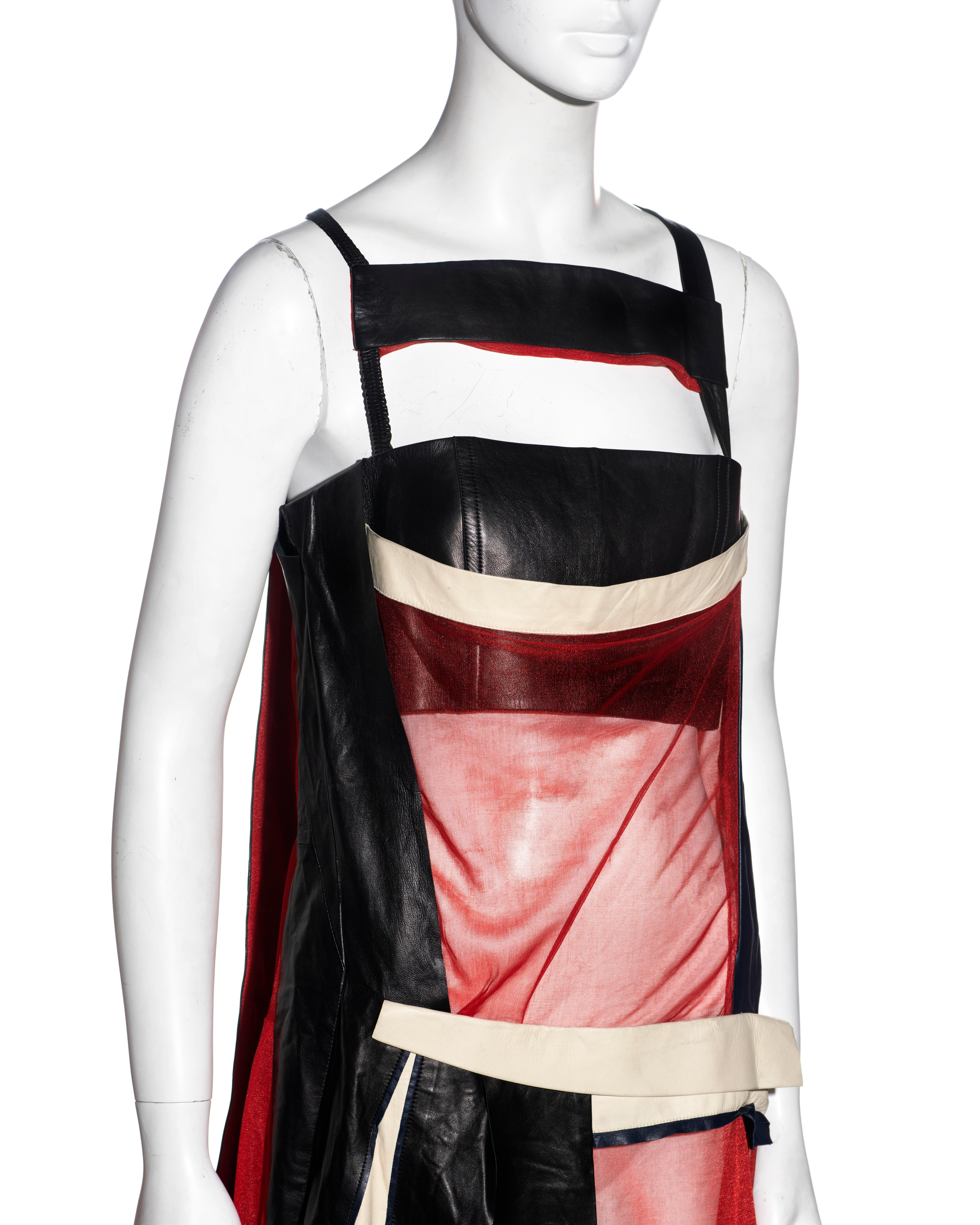 Women's Balenciaga by Nicolas Ghesquière black and red leather mini dress, ss 2010 For Sale