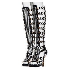 Balenciaga by Nicolas Ghesquière black and white woven leather sandals, ss 2008