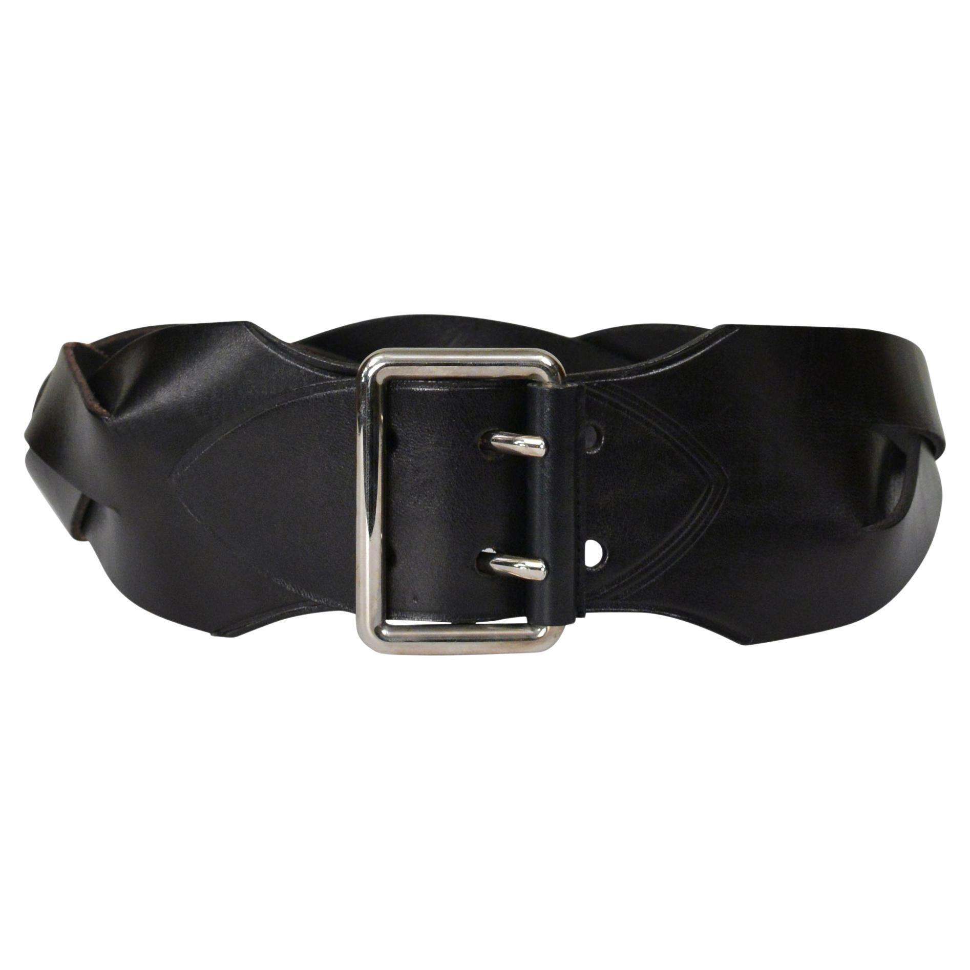 Balenciaga By Nicolas Ghesquiere Black Leather Braided Belt