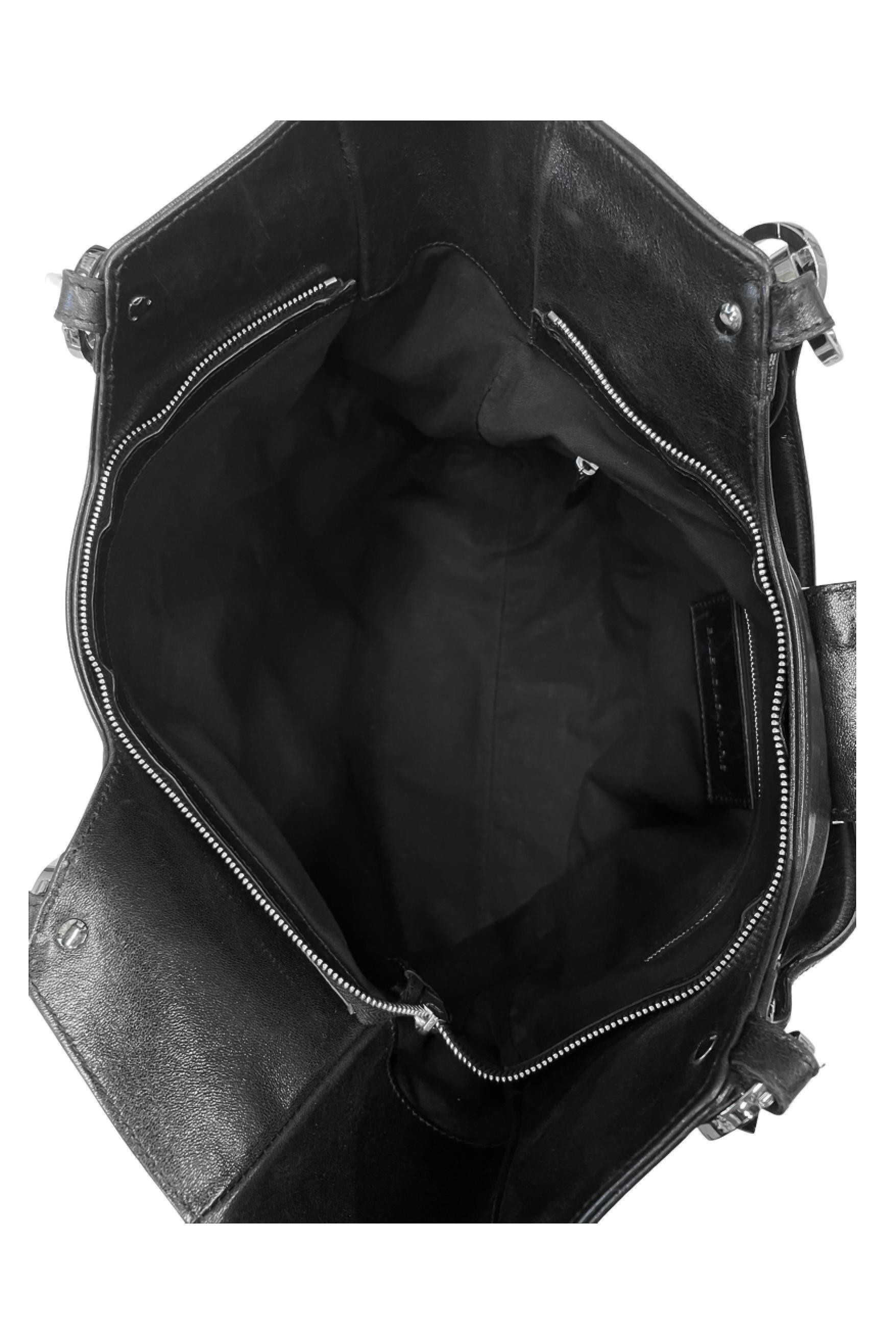 Balenciaga by Nicolas Ghesquiere Black Leather & Studded Chrome Bag 2007 For Sale 4