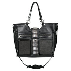 Balenciaga by Nicolas Ghesquiere Black Leather & Studded Chrome Bag 2007