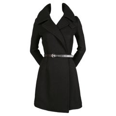 Balenciaga by Nicolas Ghesquiere black runway coat with leather belt, 2002 