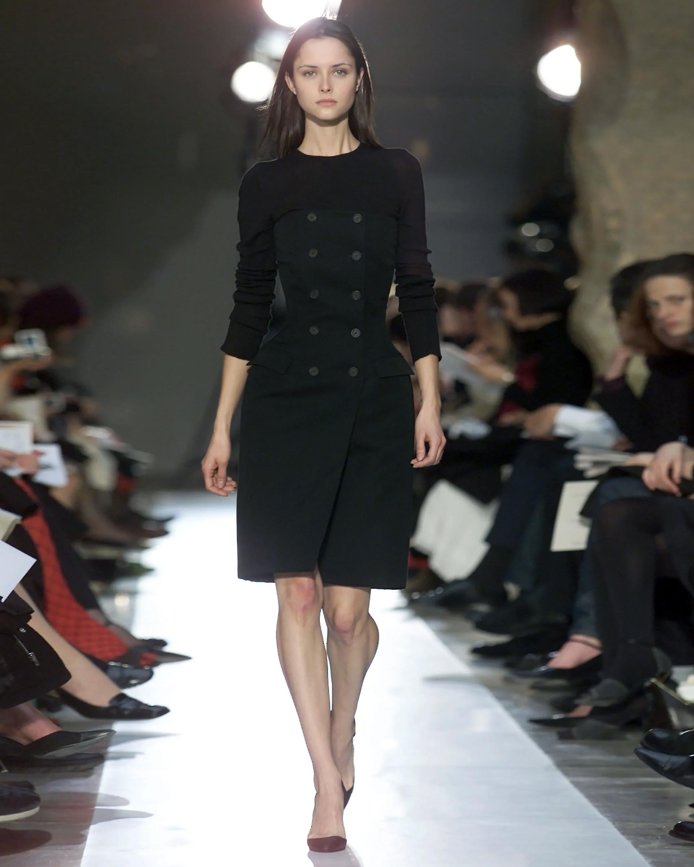Nero Balenciaga di  Nicolas Ghesquière - Vestito bustier scolpito in lana nera, FW 2001 in vendita
