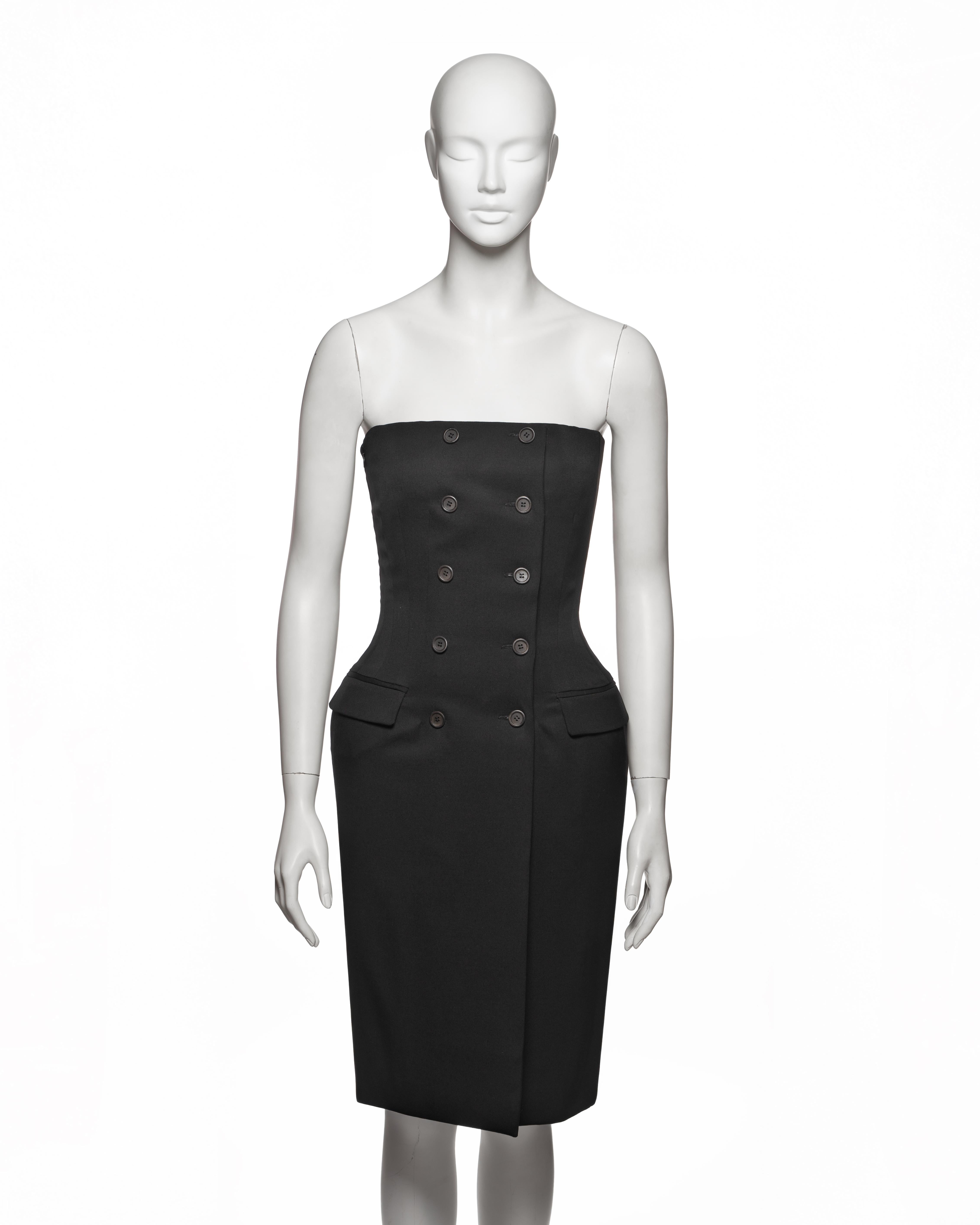 Balenciaga di  Nicolas Ghesquière - Vestito bustier scolpito in lana nera, FW 2001 In condizioni ottime in vendita a London, GB