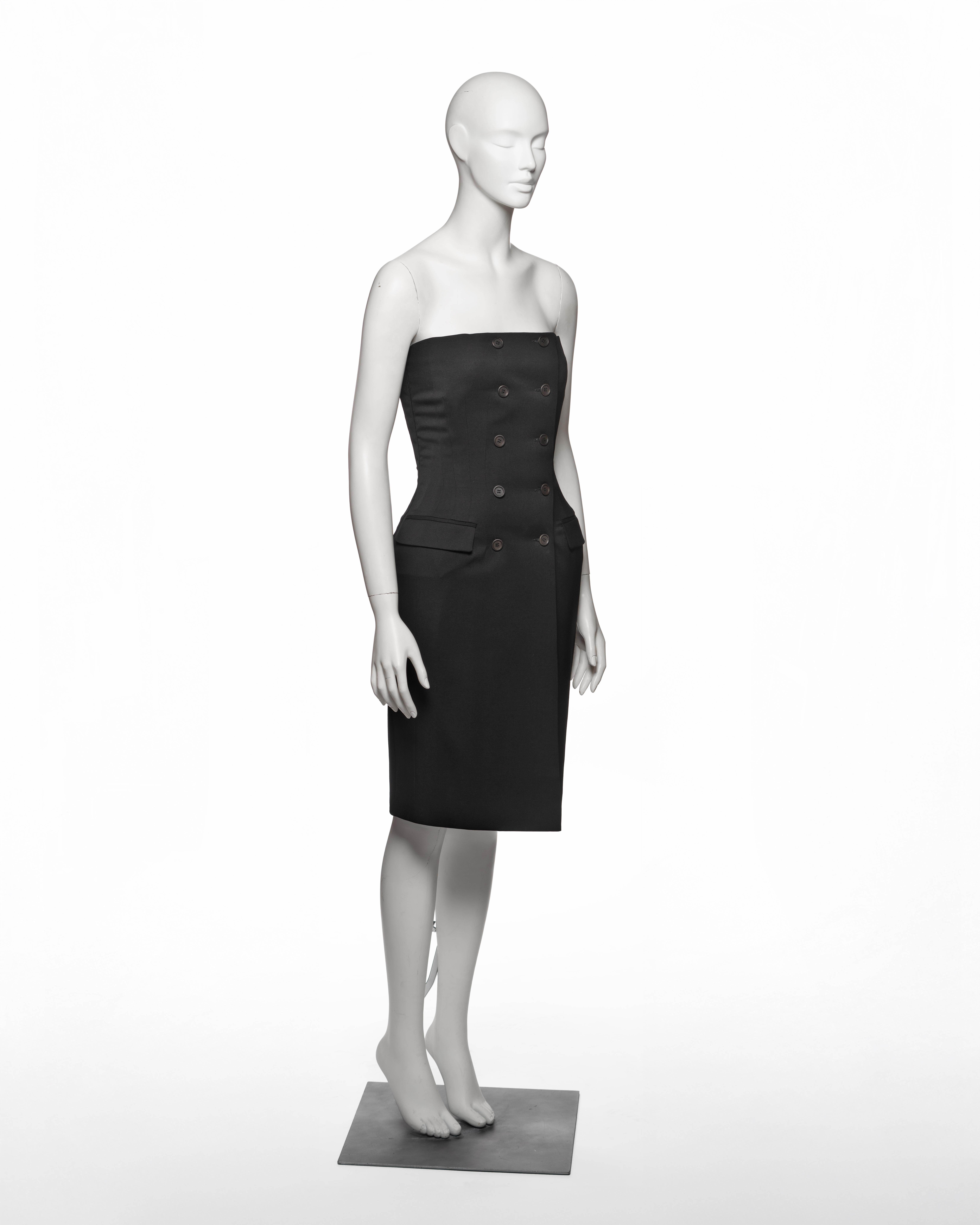 Balenciaga di  Nicolas Ghesquière - Vestito bustier scolpito in lana nera, FW 2001 in vendita 1