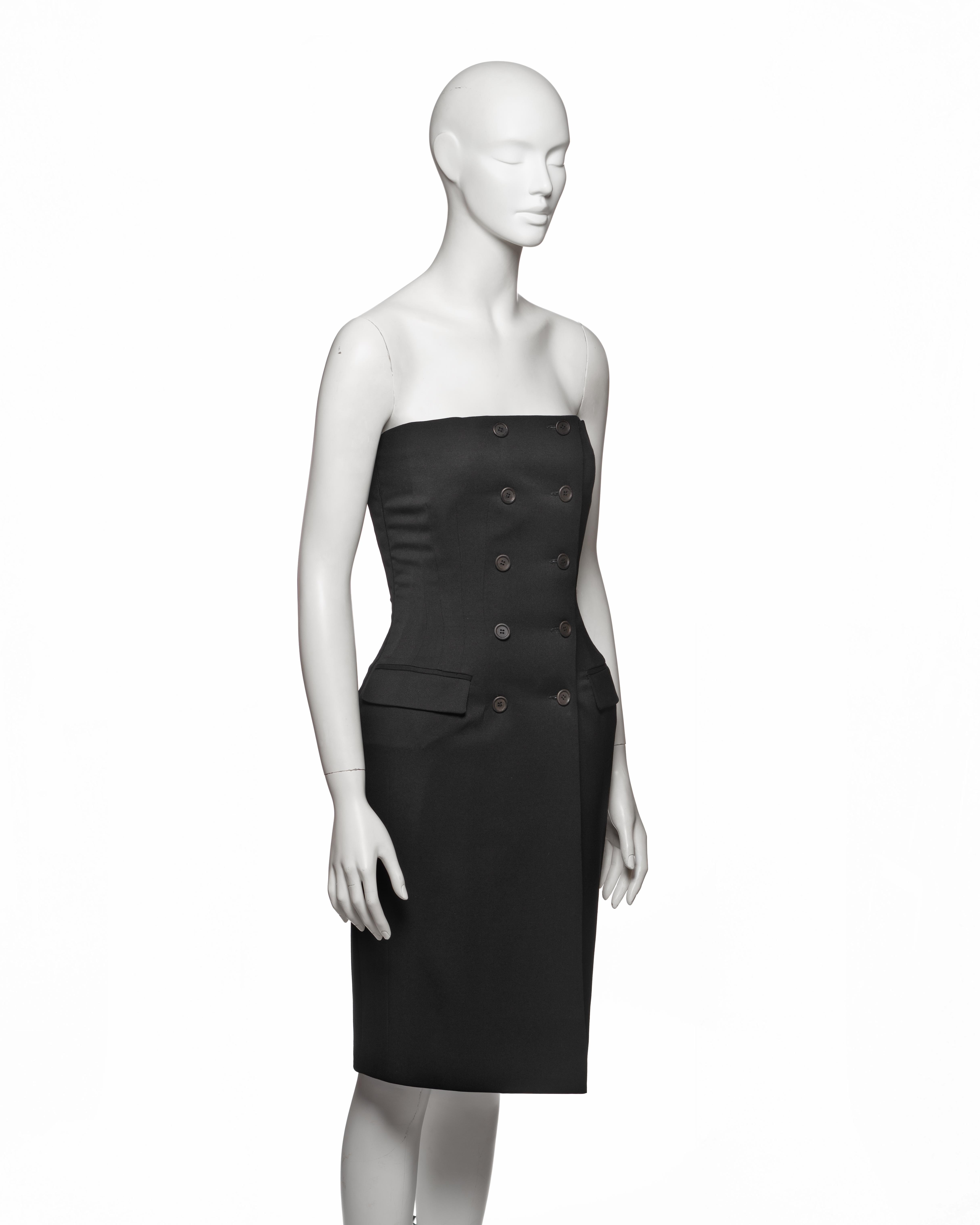 Balenciaga di  Nicolas Ghesquière - Vestito bustier scolpito in lana nera, FW 2001 in vendita 2