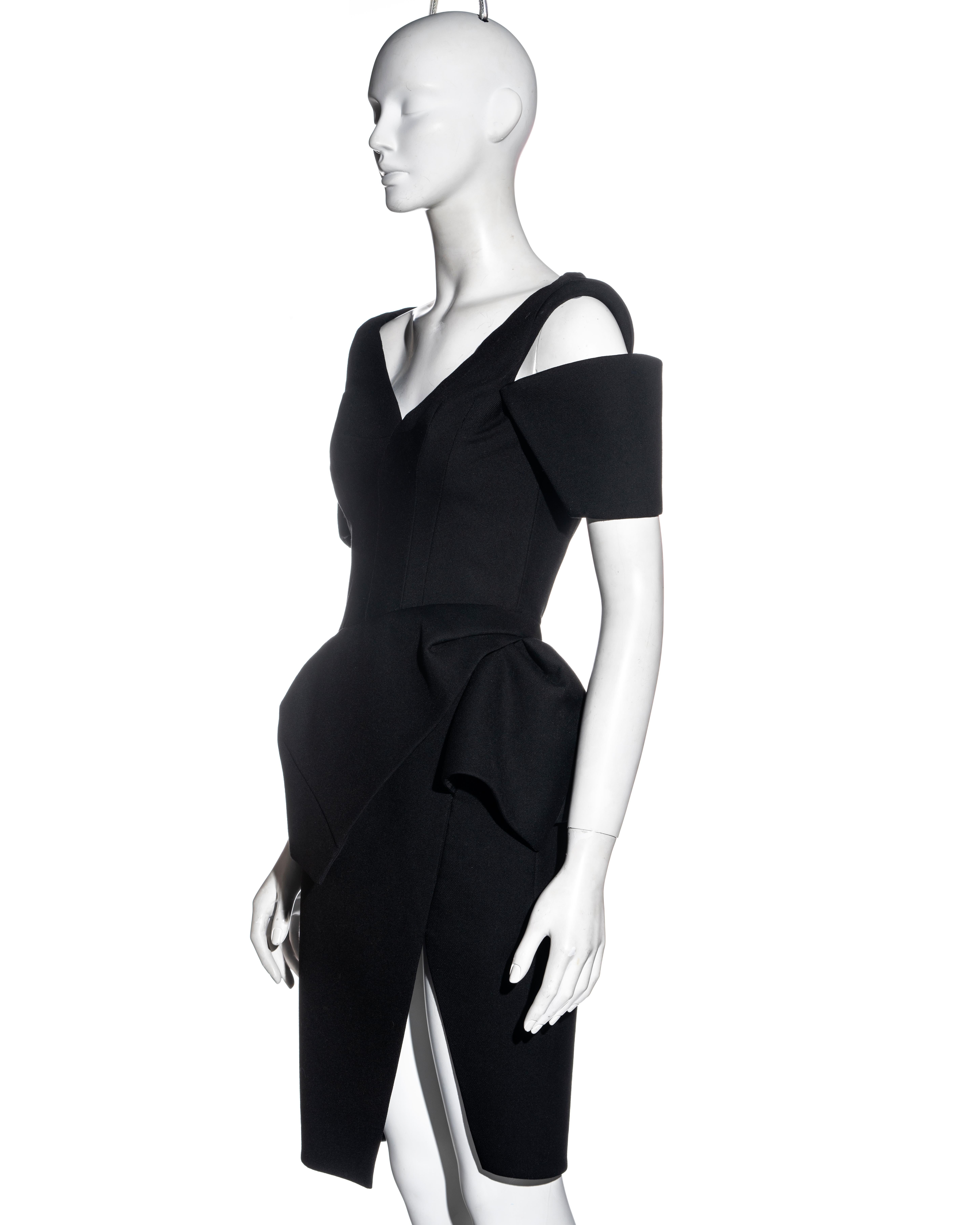 Black Balenciaga by Nicolas Ghesquière black wool structured cocktail dress, fw 2008 For Sale