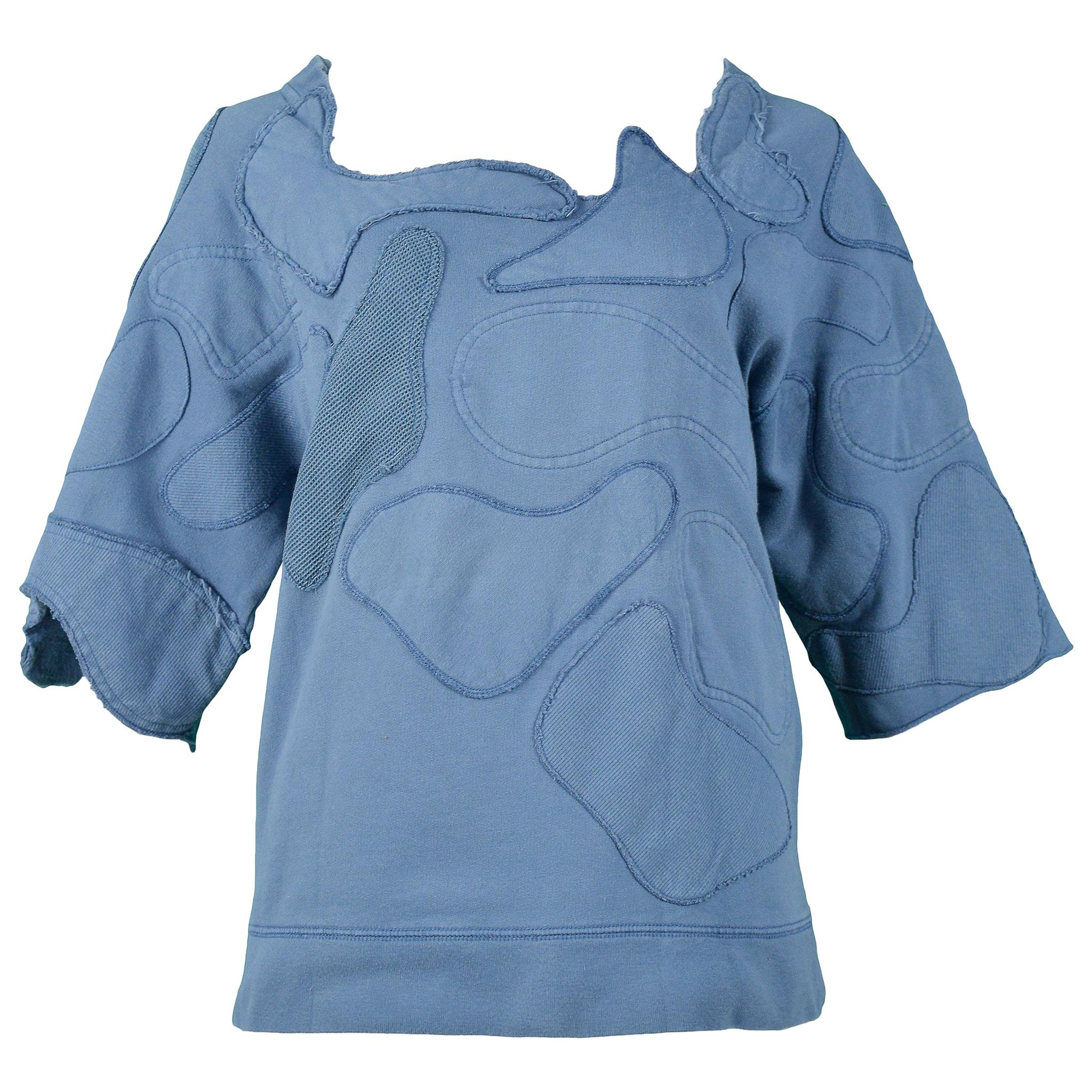 Balenciaga By  Nicolas Ghesquiere Blue Patchwork Sweatshirt 2002 For Sale