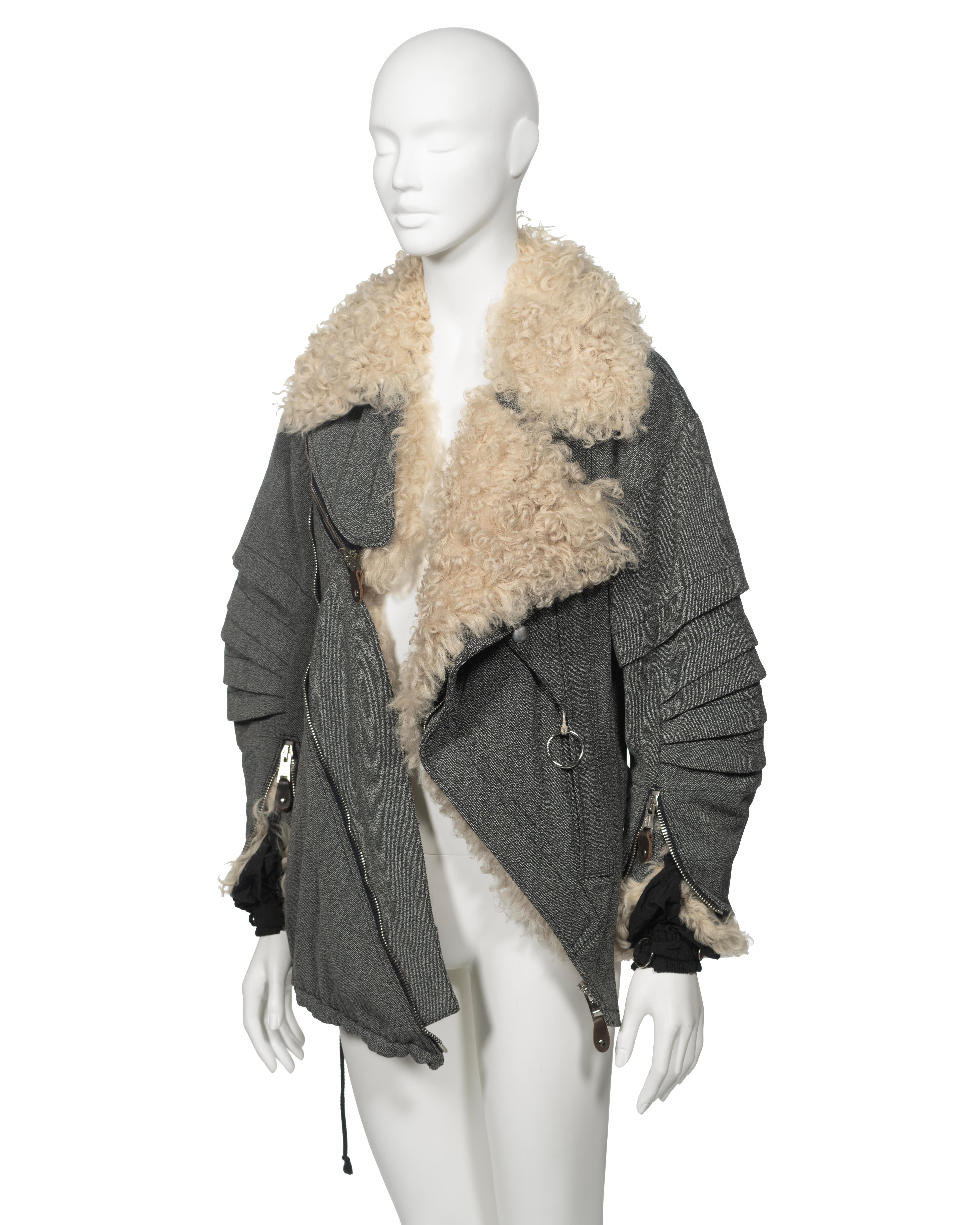 Balenciaga by Nicolas Ghesquière Cavalry Twill and Lamb Fur Jacket, fw 2004 10