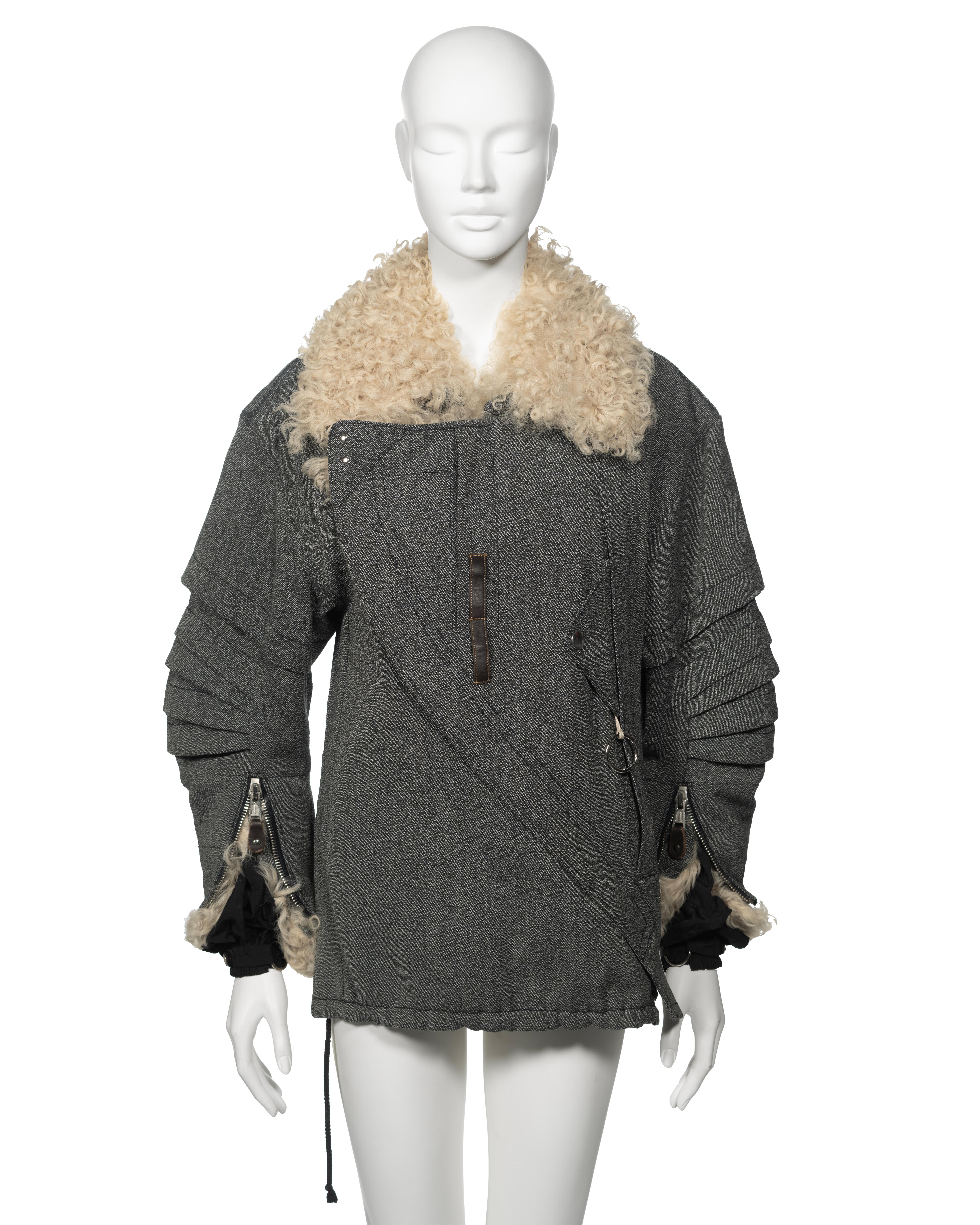 Balenciaga by Nicolas Ghesquière Cavalry Twill and Lamb Fur Jacket, fw 2004 3