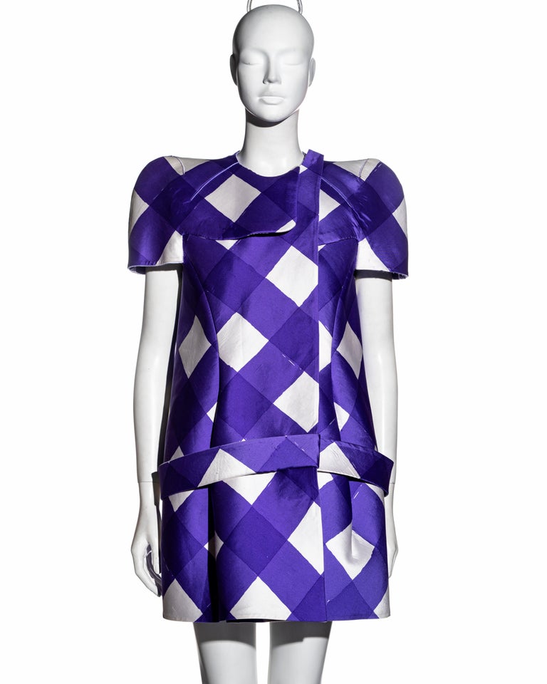 Balenciaga by Nicolas Ghesquière checked silk structured mini dress, ss 2008  For Sale at 1stDibs