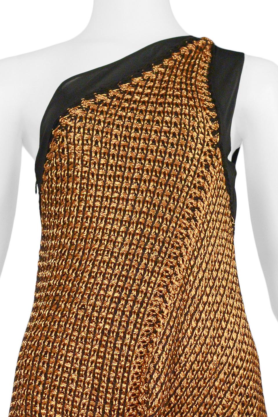 Brown Balenciaga By Nicolas Ghesquiere Copper Wire Crochet Dress 2007 For Sale