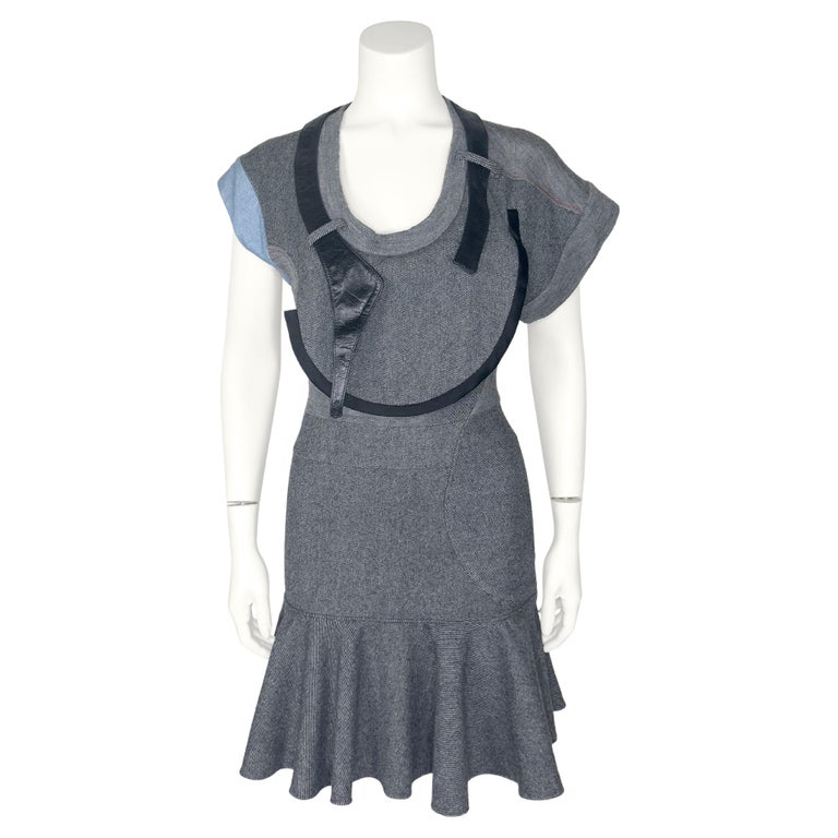 Balenciaga by Nicolas Ghesquiere Fall 2002 Cubist Mixed Media Dress For  Sale at 1stDibs