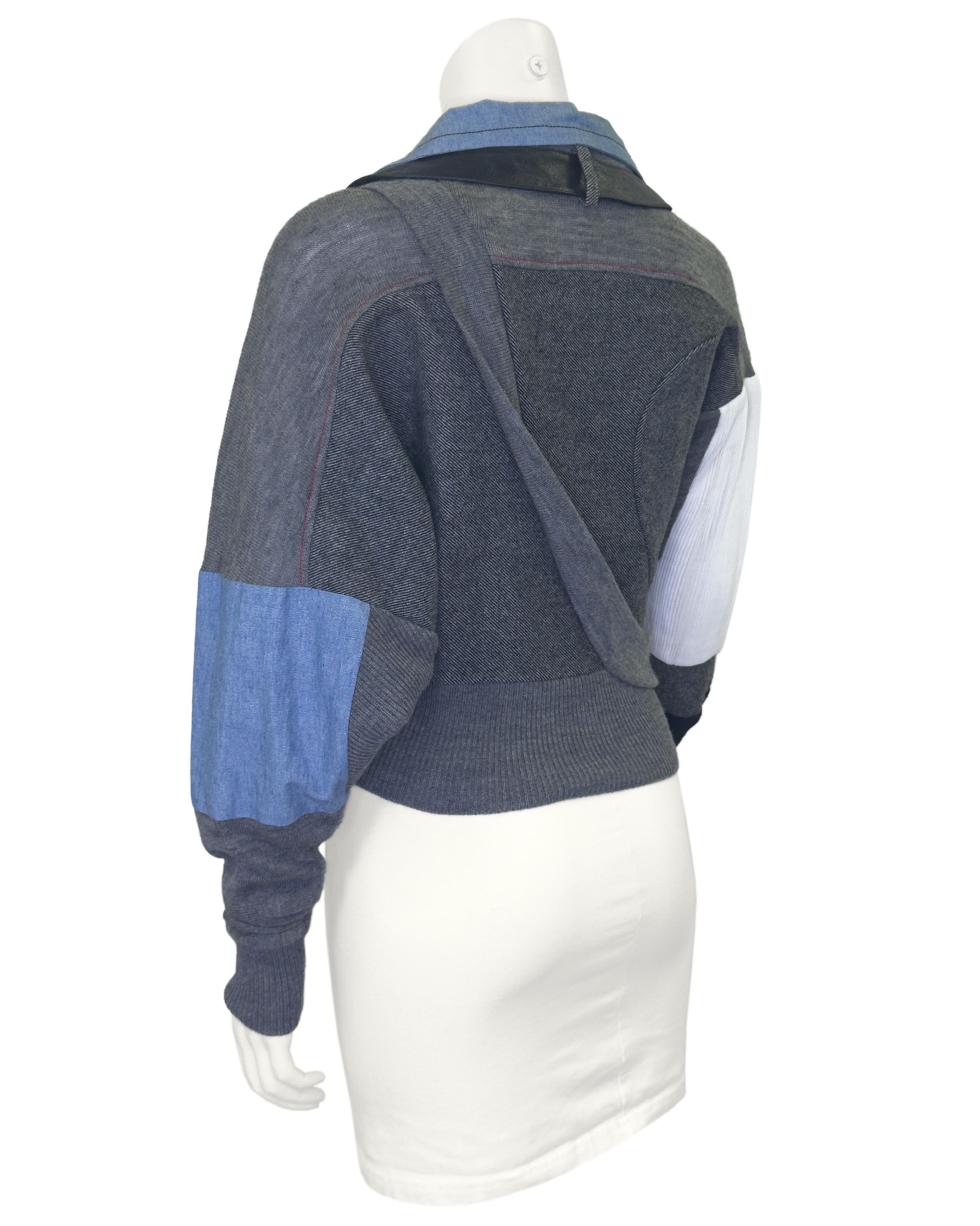 Balenciaga by Nicolas Ghesquiere Fall 2002 Cubist Mixed Media Sweater Top Bon état - En vente à Toronto, Ontario