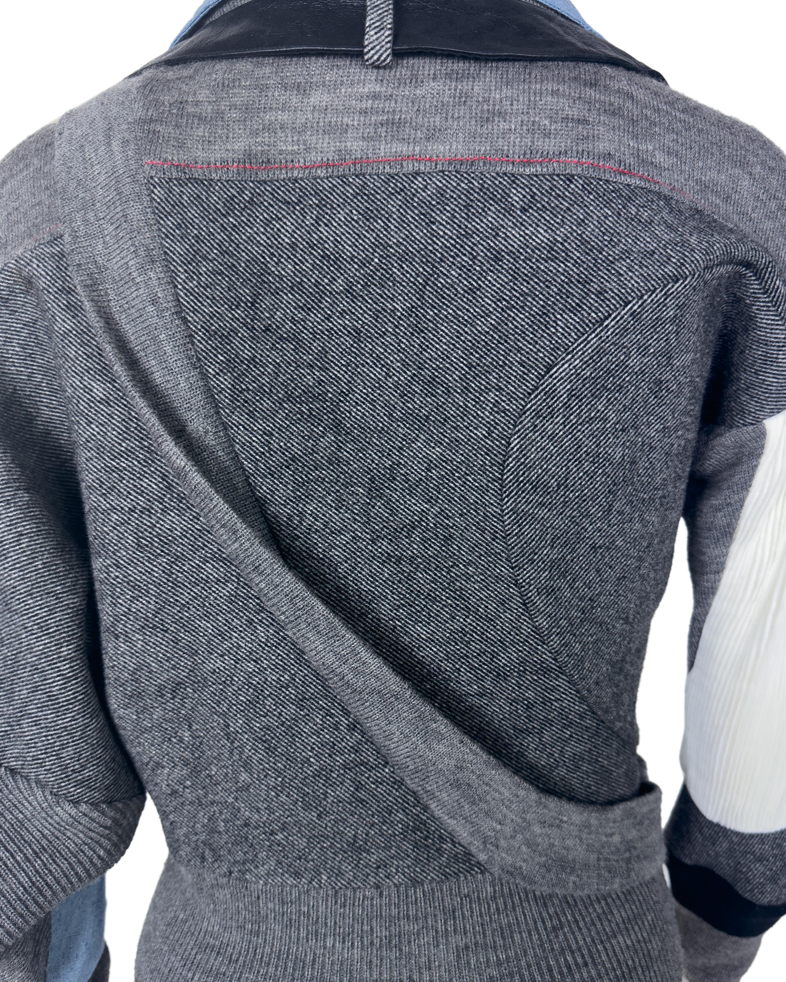 Balenciaga by Nicolas Ghesquiere Fall 2002 Cubist Mixed Media Sweater Top en vente 2