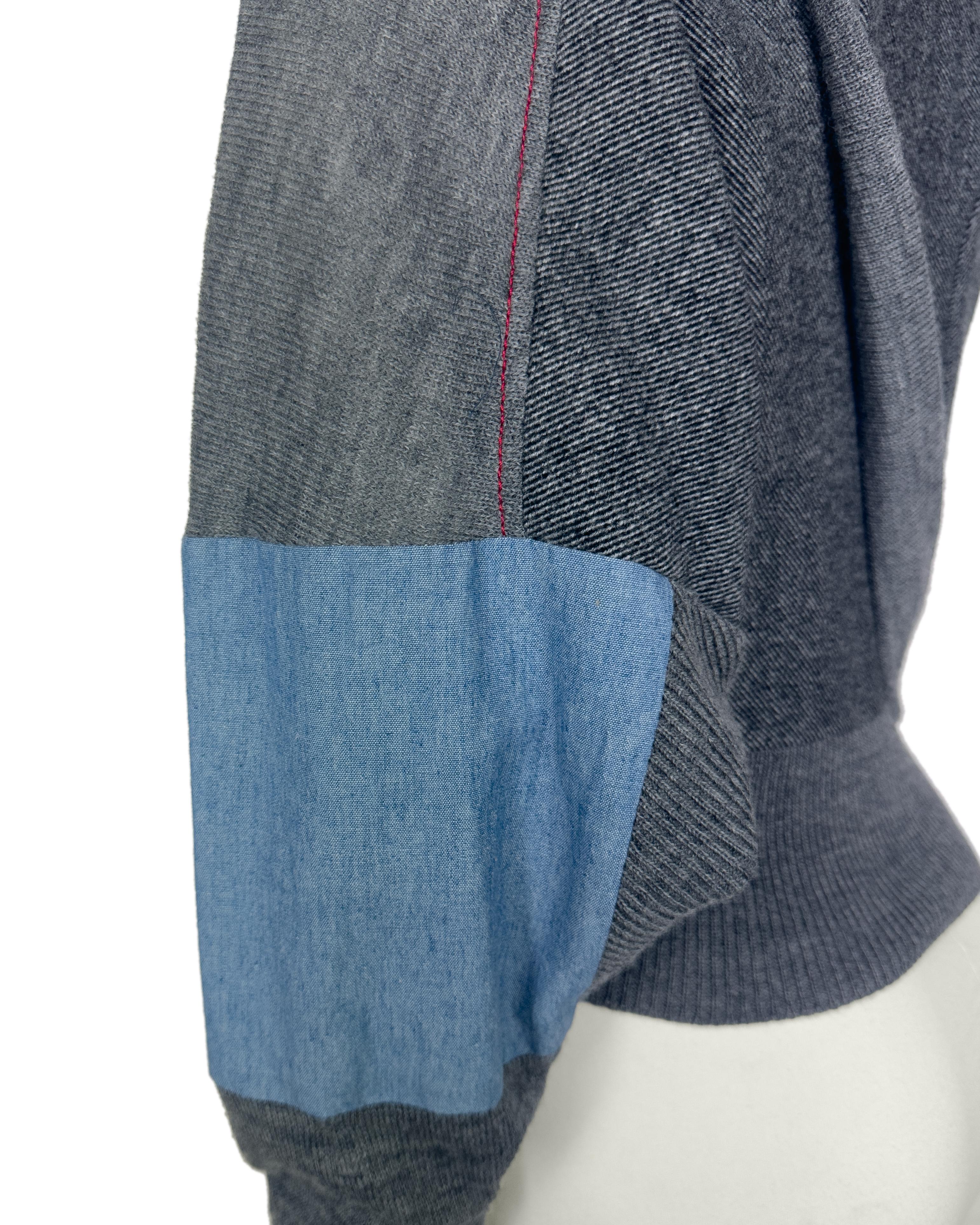 Balenciaga by Nicolas Ghesquiere Fall 2002 Cubist Mixed Media Sweater Top en vente 3