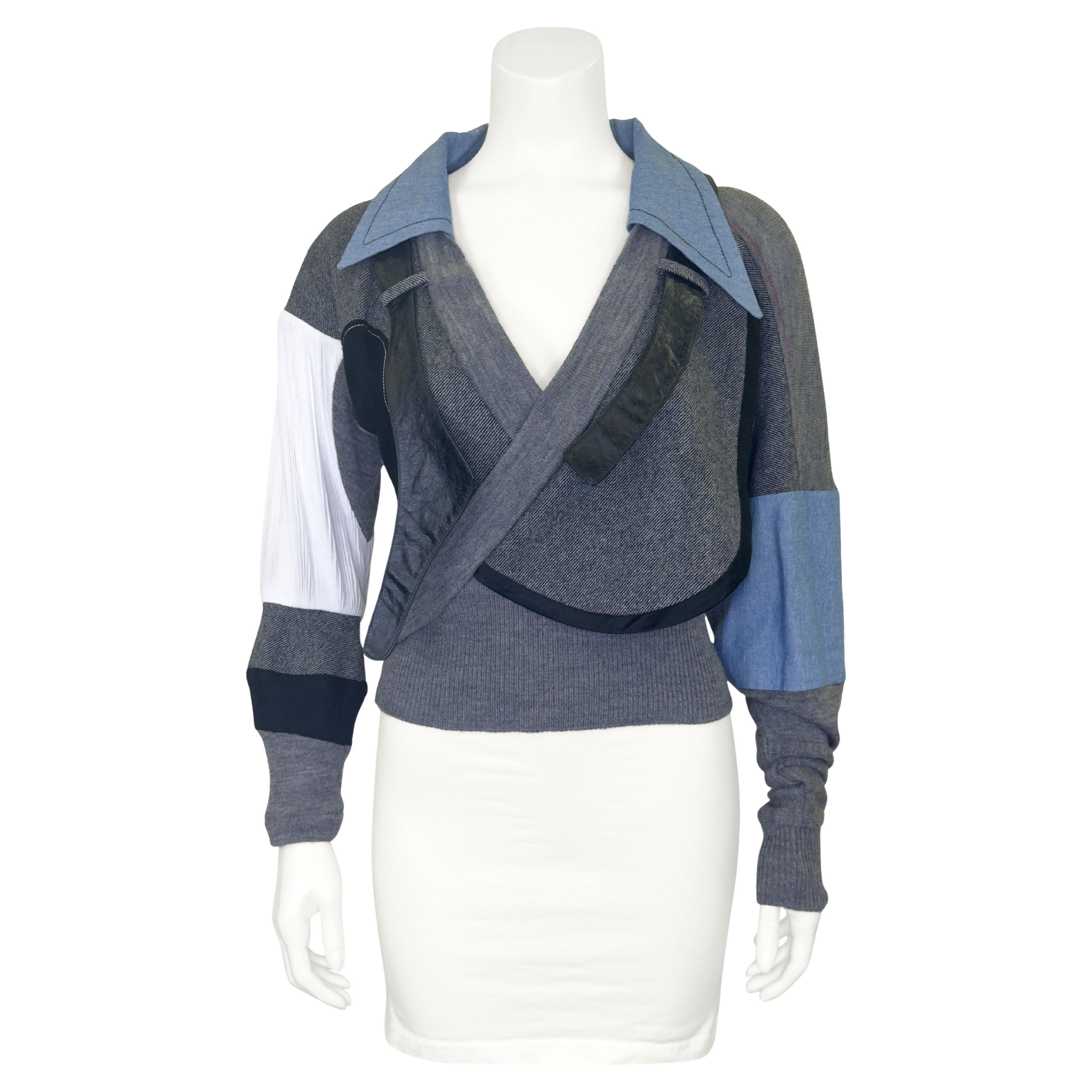 Balenciaga by Nicolas Ghesquiere Fall 2002 Cubist Mixed Media Sweater Top en vente