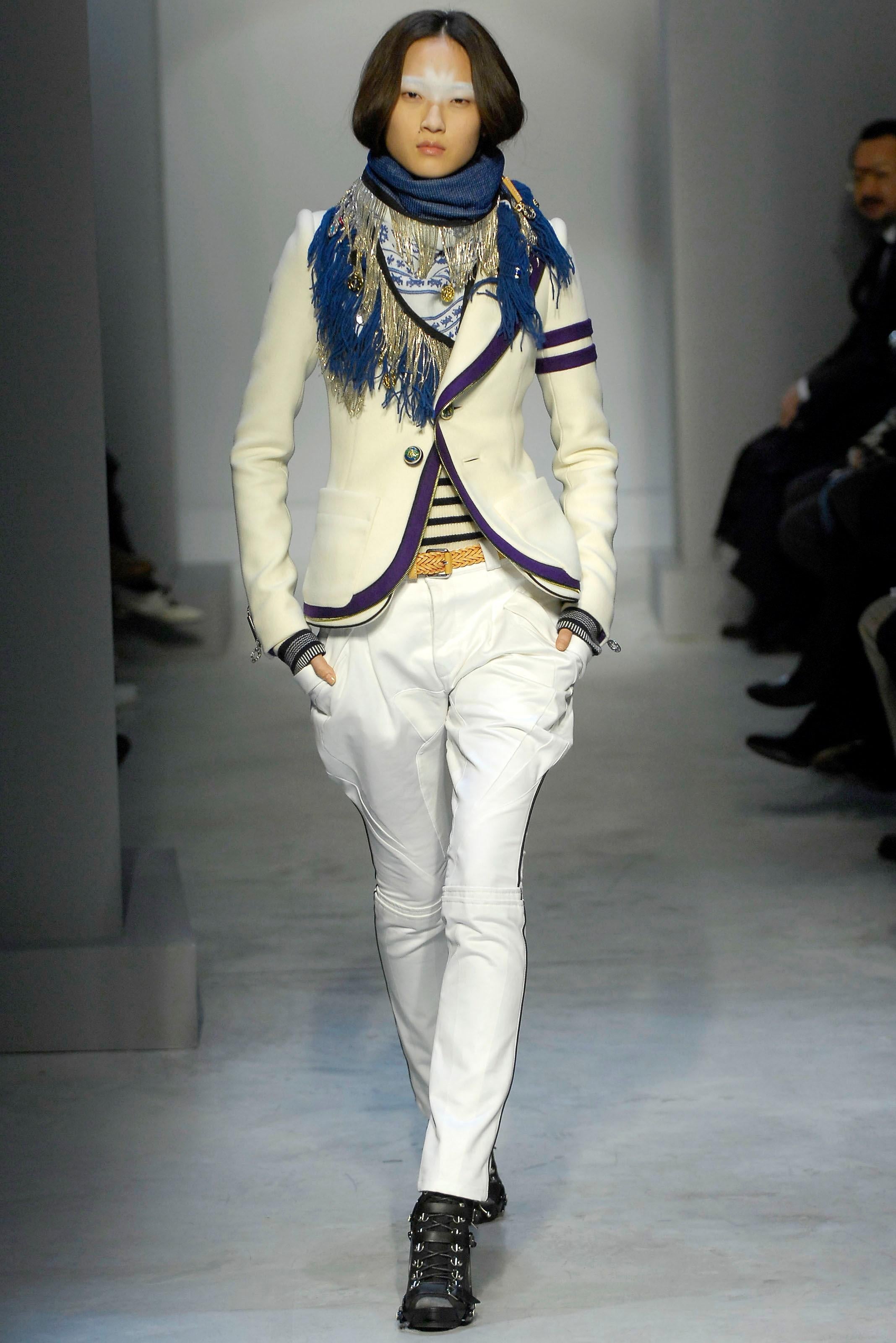 Gray Balenciaga by Nicolas Ghesquière Fall 2007 Keffiyeh Fringe Scarf w Beads For Sale