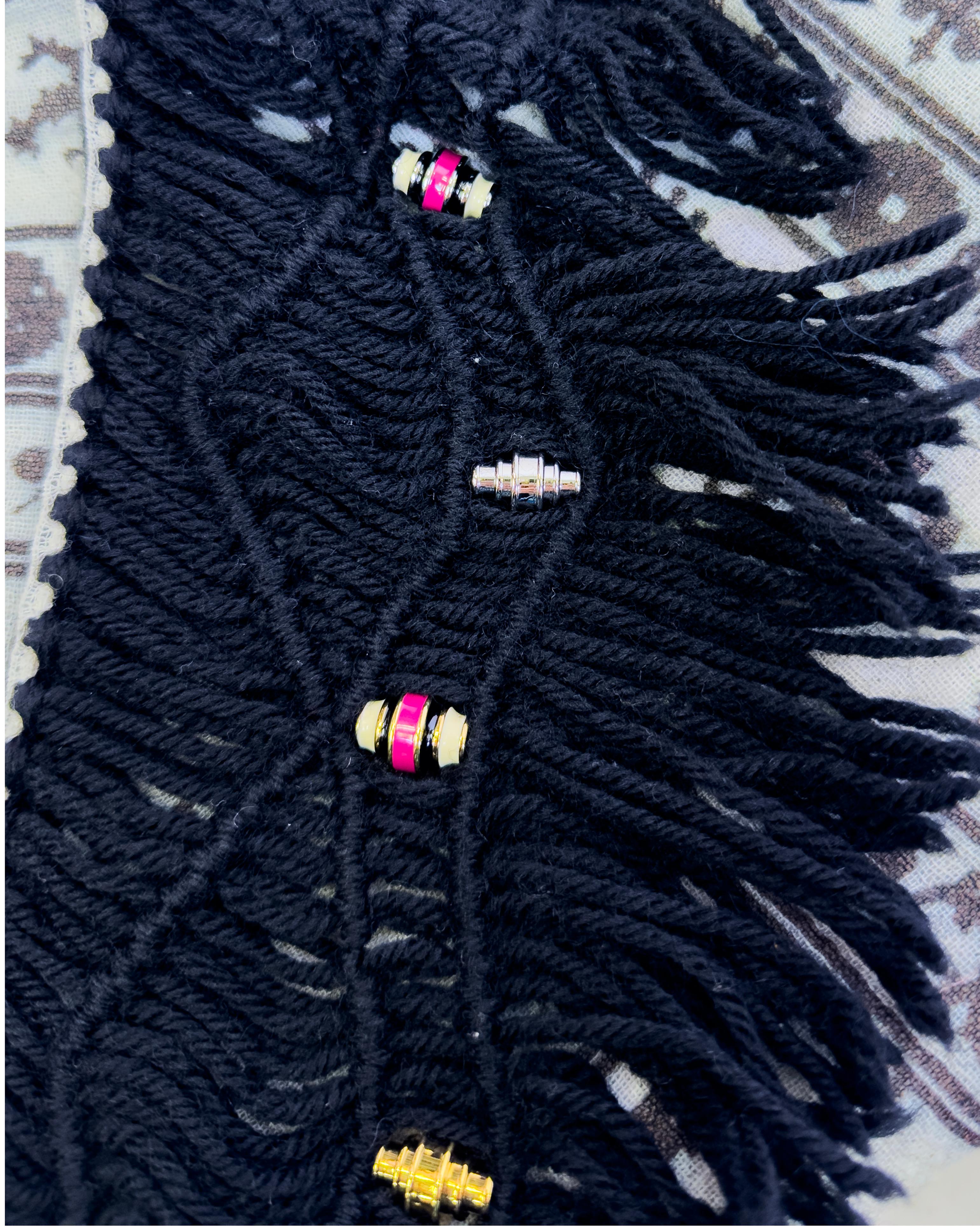 Balenciaga by Nicolas Ghesquière Fall 2007 Keffiyeh Fringe Scarf w Beads In Good Condition For Sale In Toronto, Ontario