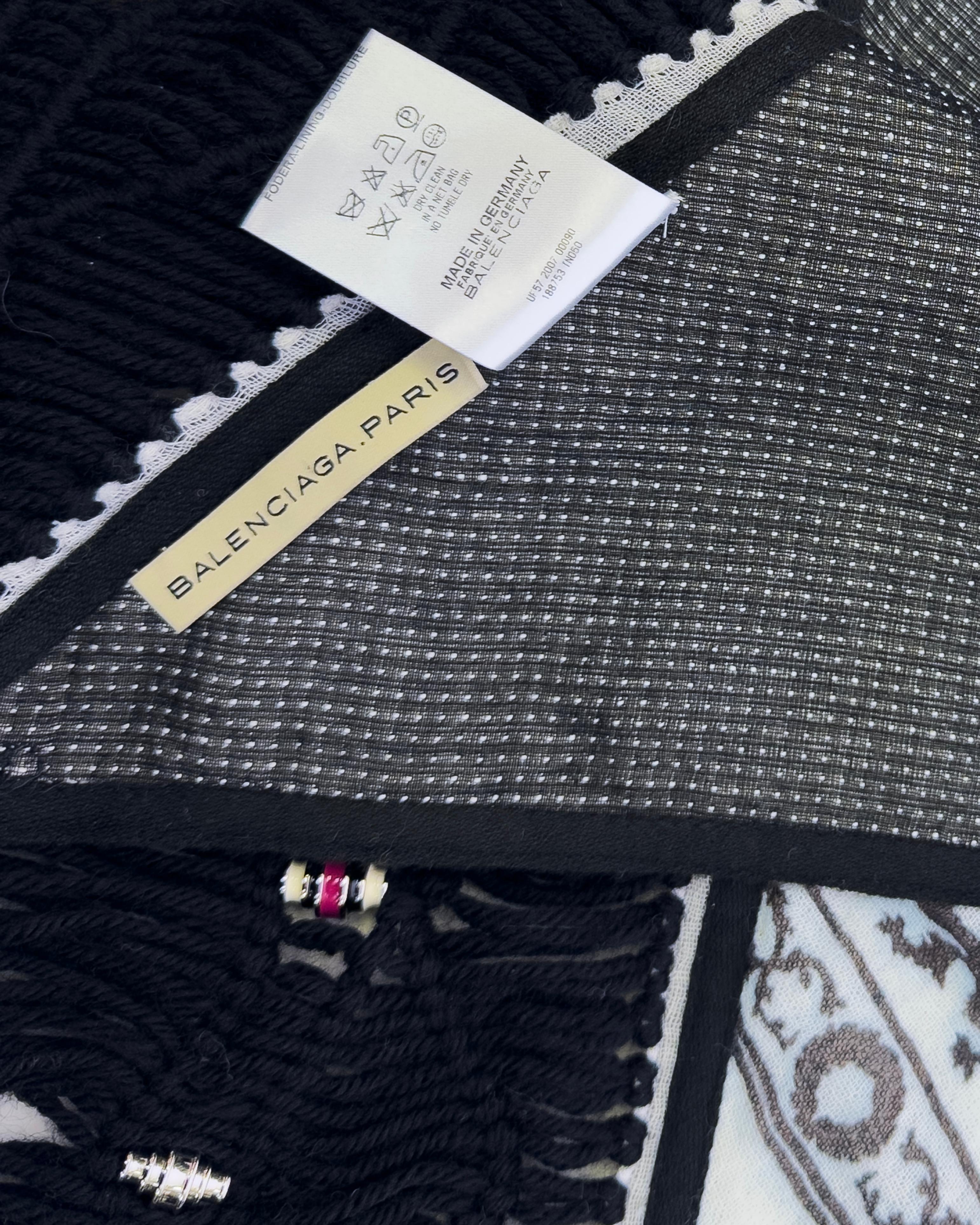 Women's or Men's Balenciaga by Nicolas Ghesquière Fall 2007 Keffiyeh Fringe Scarf w Beads For Sale