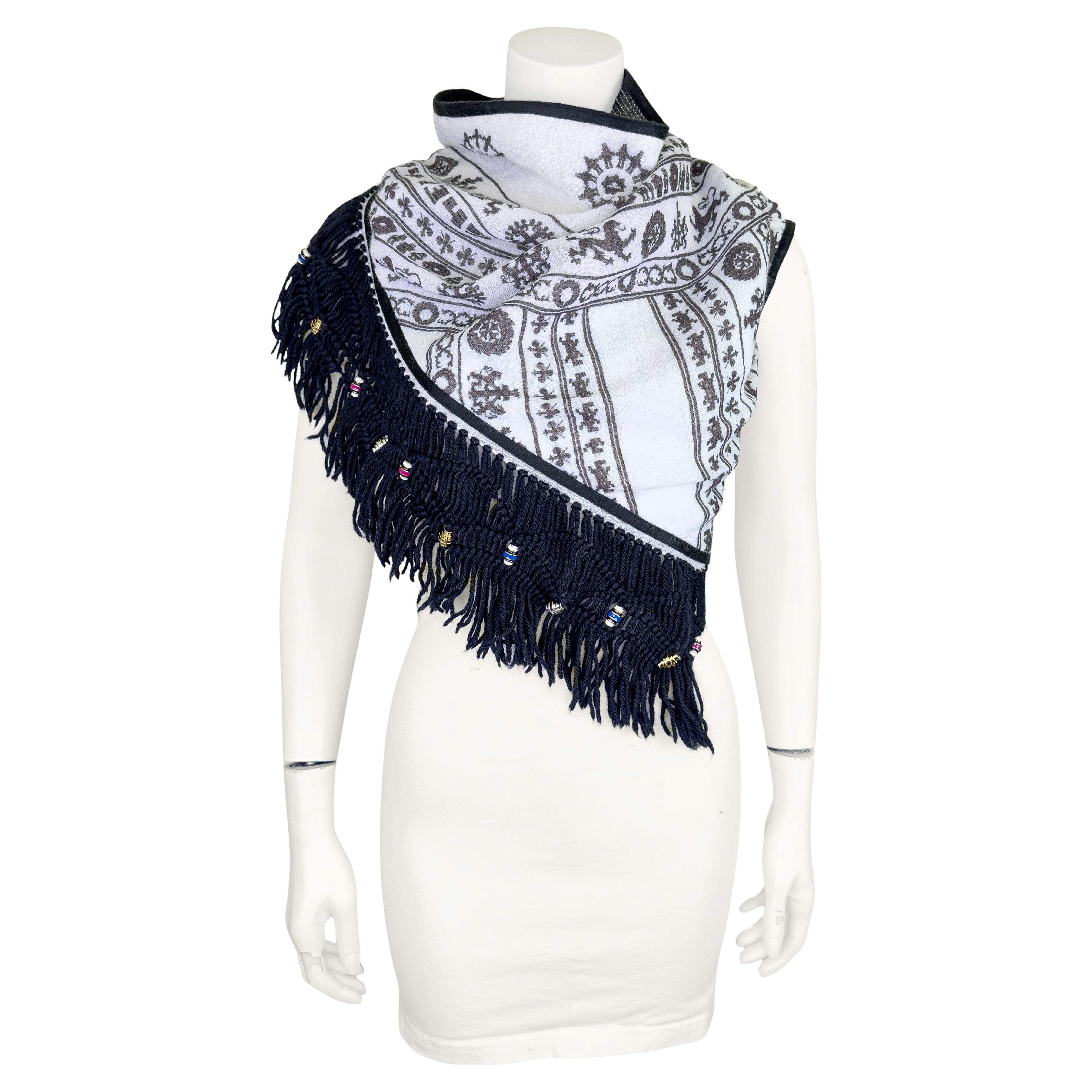 Balenciaga by Nicolas Ghesquière Fall 2007 Keffiyeh Fringe Scarf w Beads For Sale