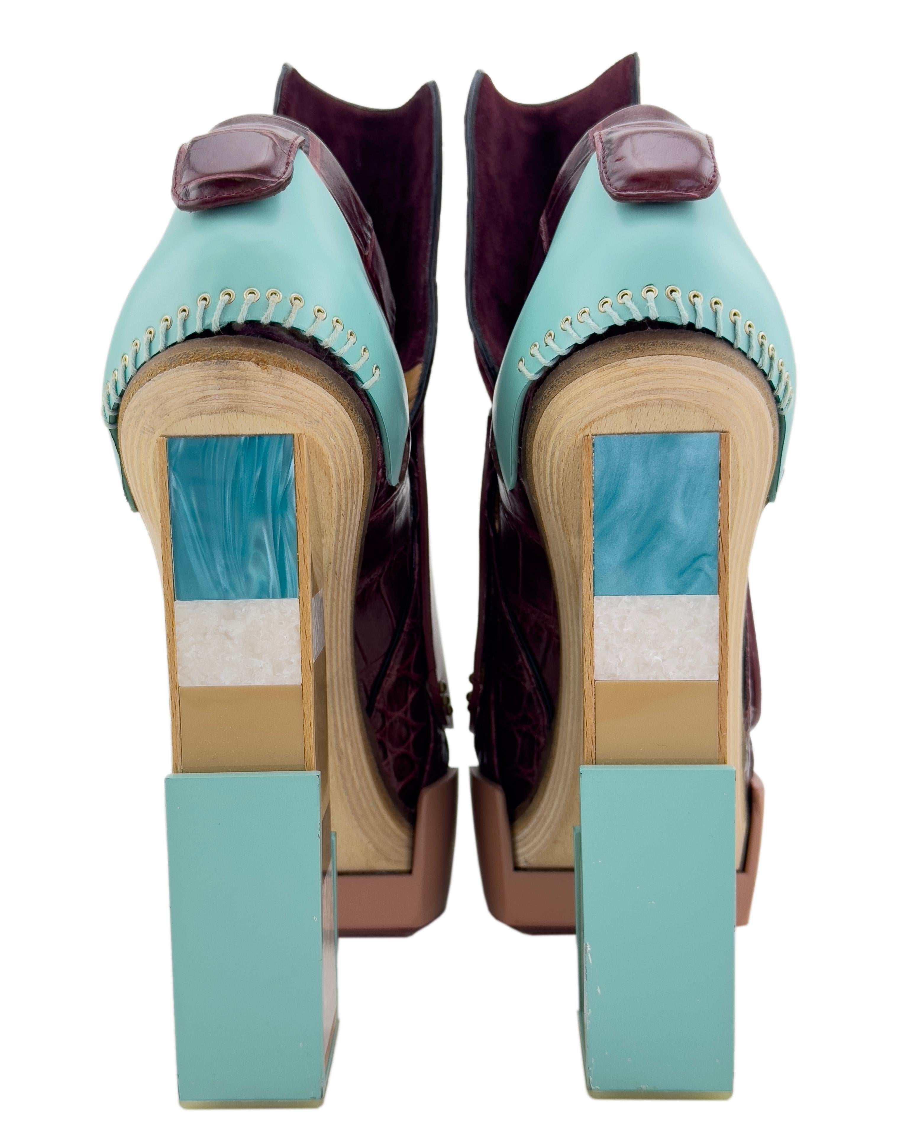 Women's Balenciaga by Nicolas Ghesquiere Fall 2010 Runway Mixed Media Wooden Block Heels