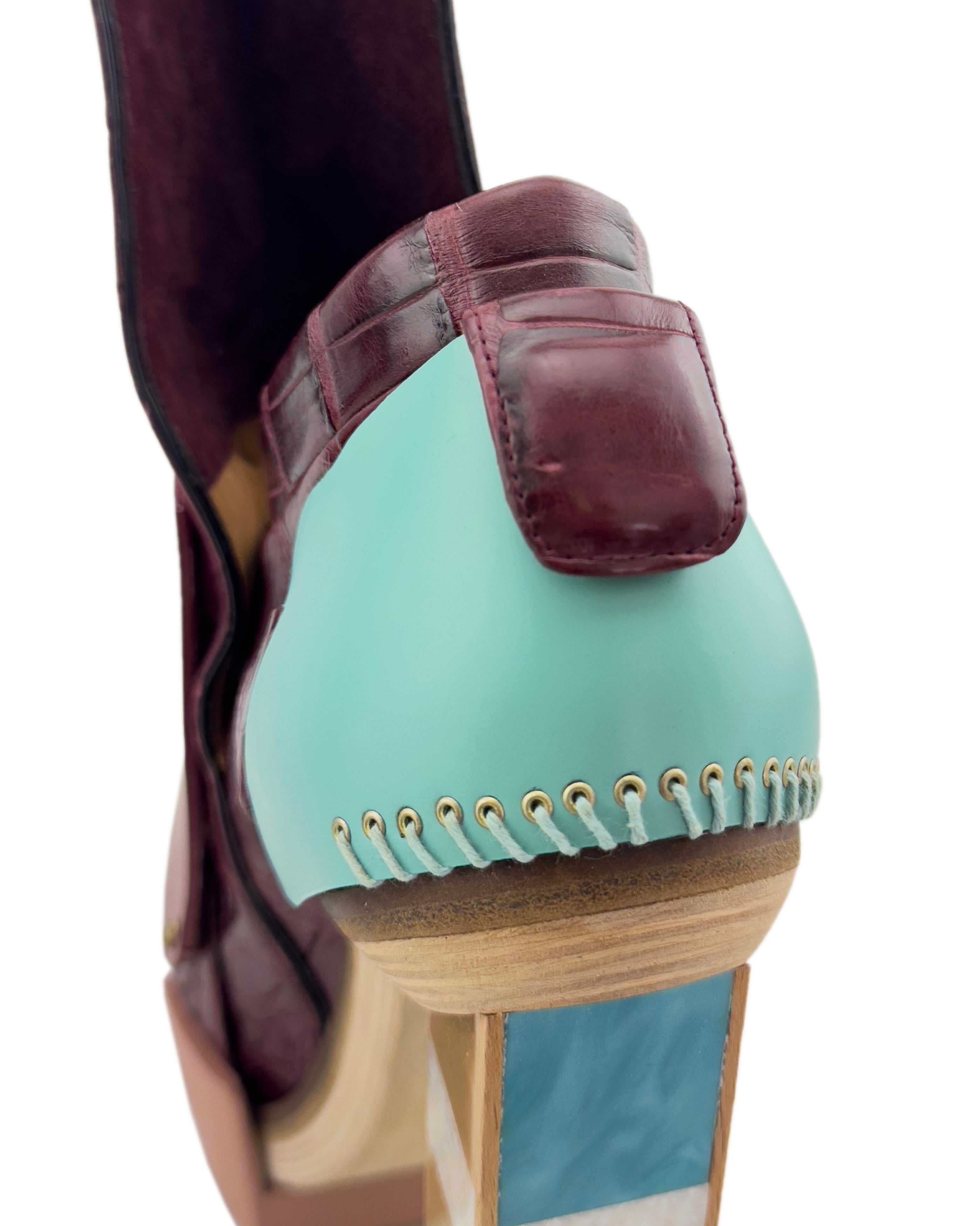 Balenciaga by Nicolas Ghesquiere Fall 2010 Runway Mixed Media Wooden Block Heels 1